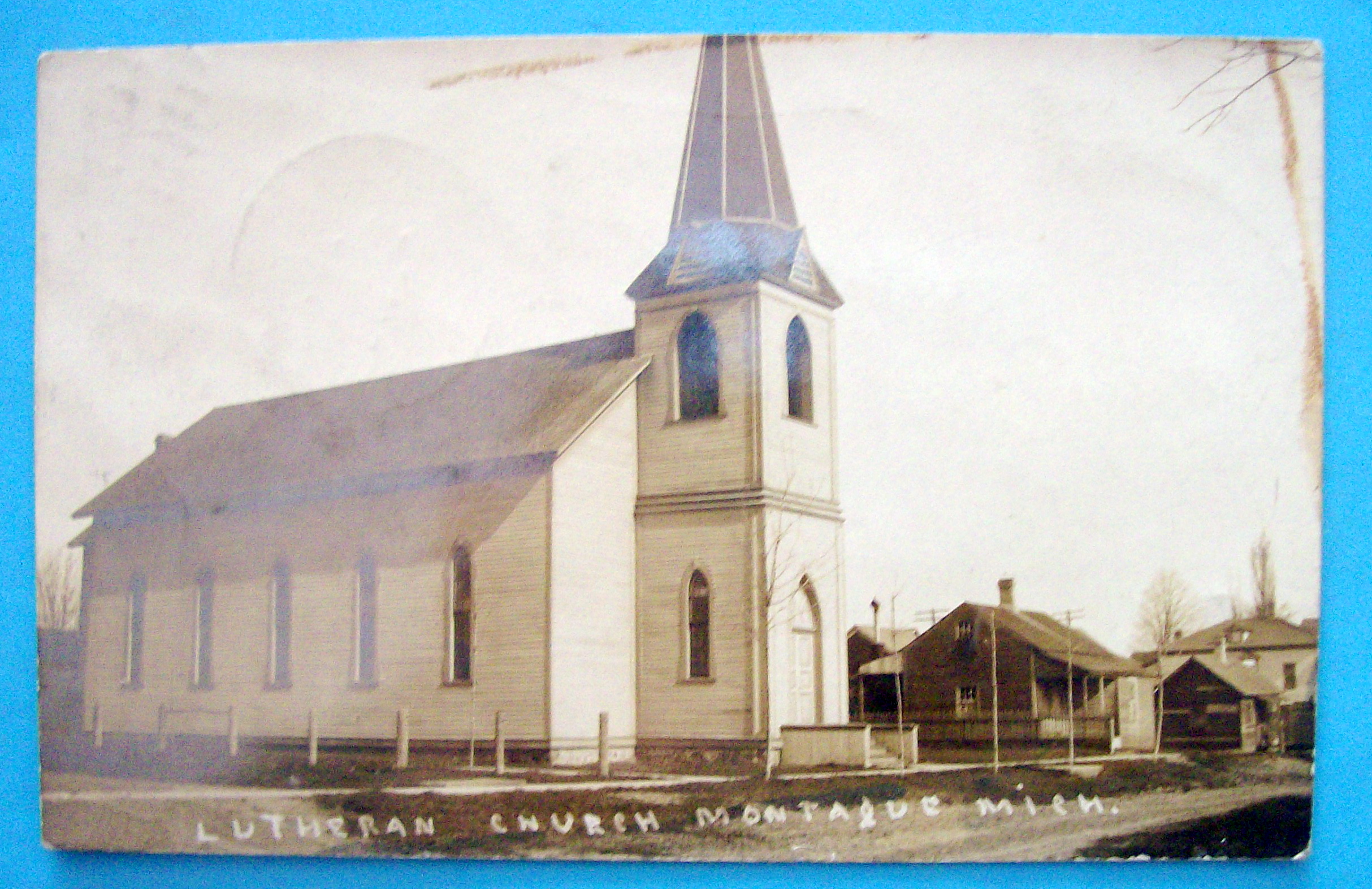 Lutheran Church Montaque Michigan Postcard