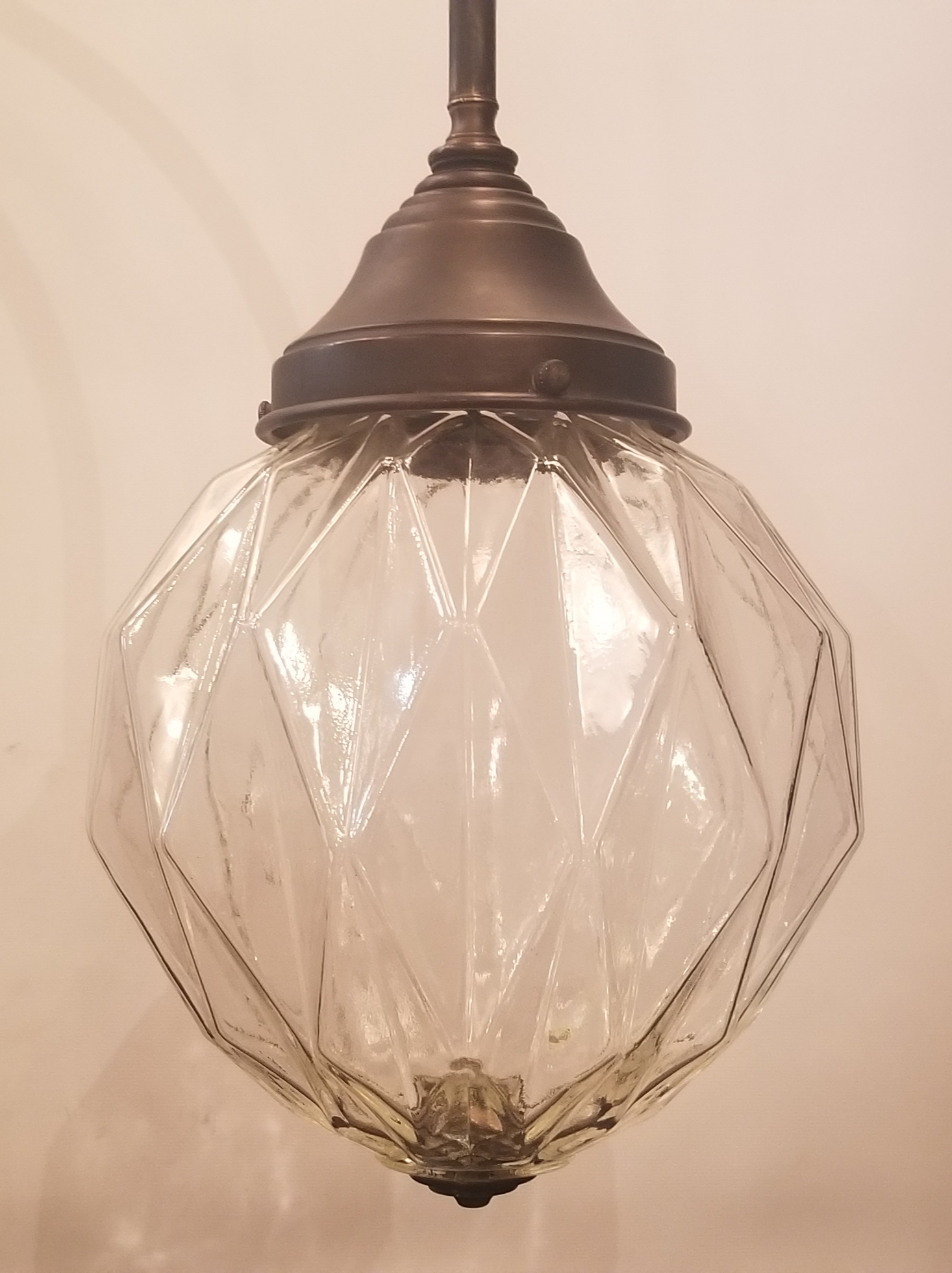 Double pendant light /w vintage glass  #3729