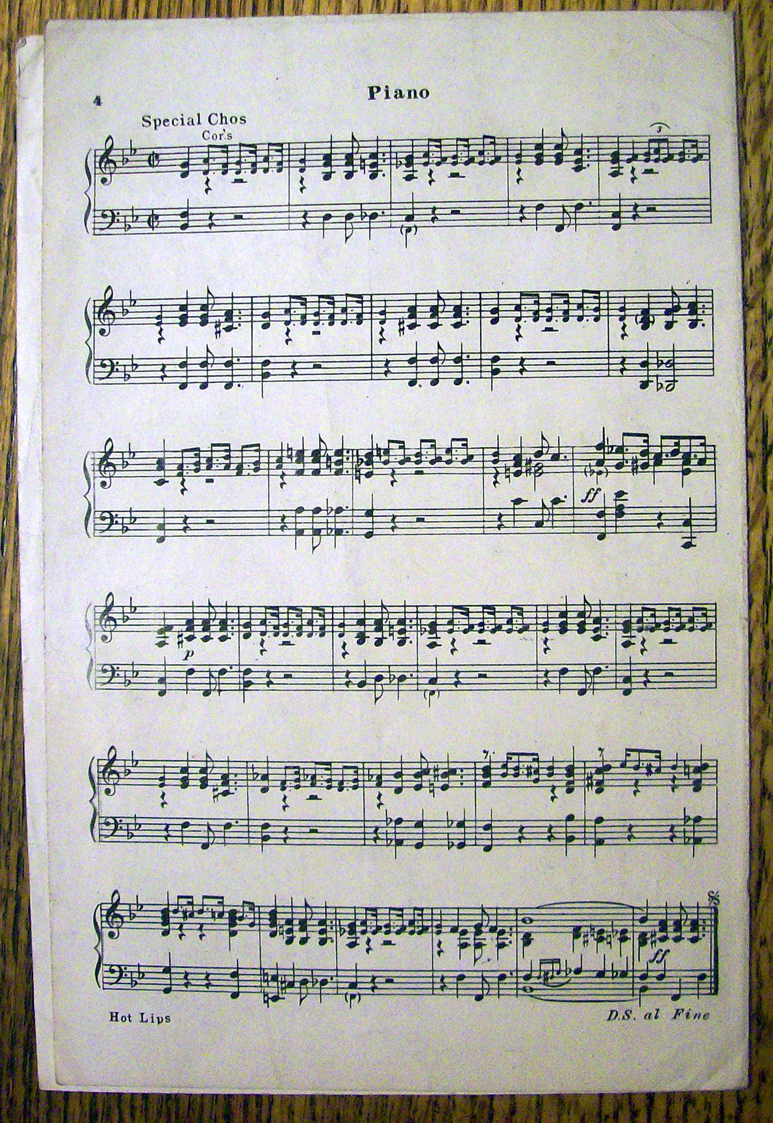Sheet Music For 1922 Hot Lips Fox Trot