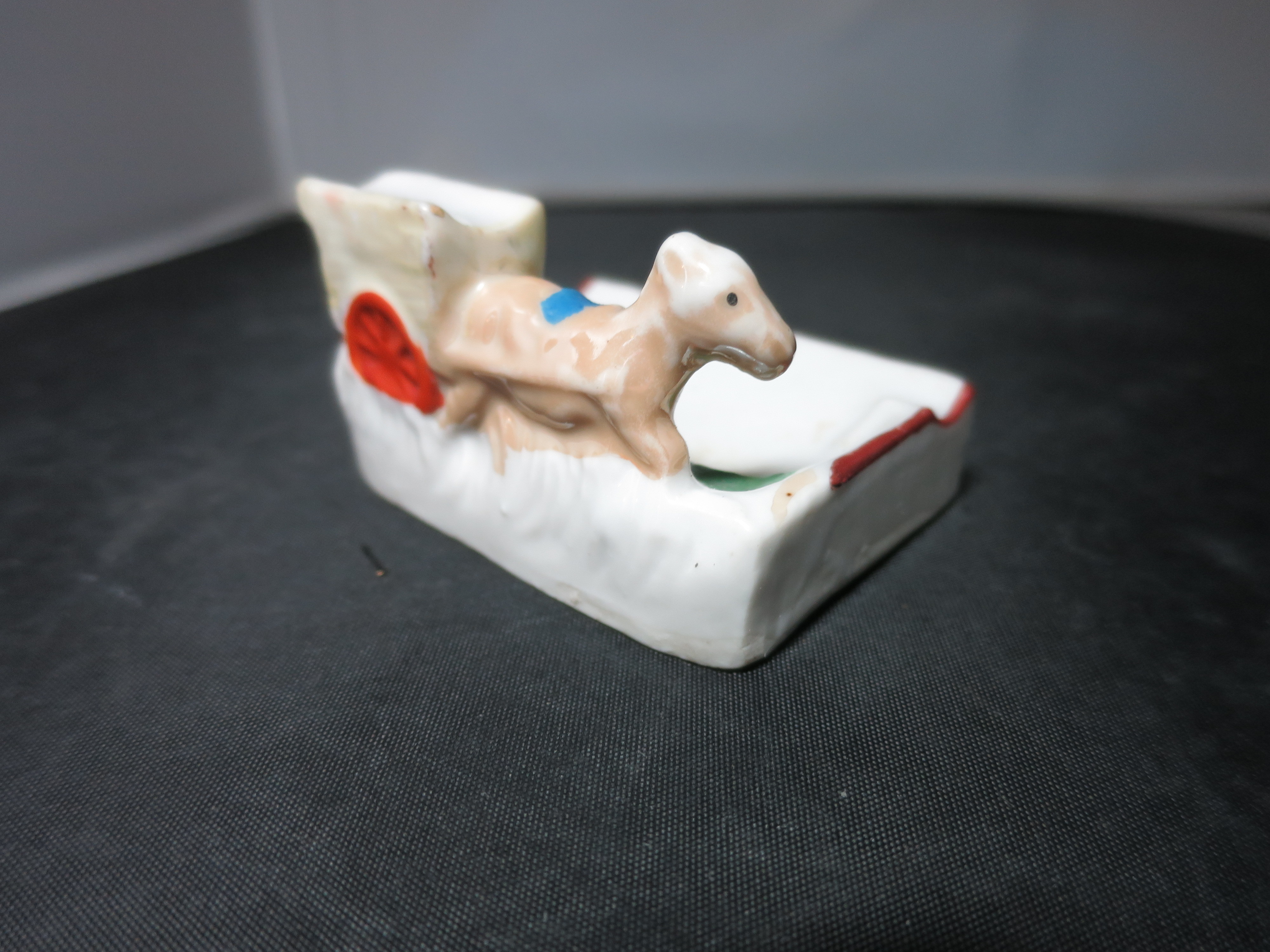 Donkey Pulling Cart Lusterware Ashtray Japan