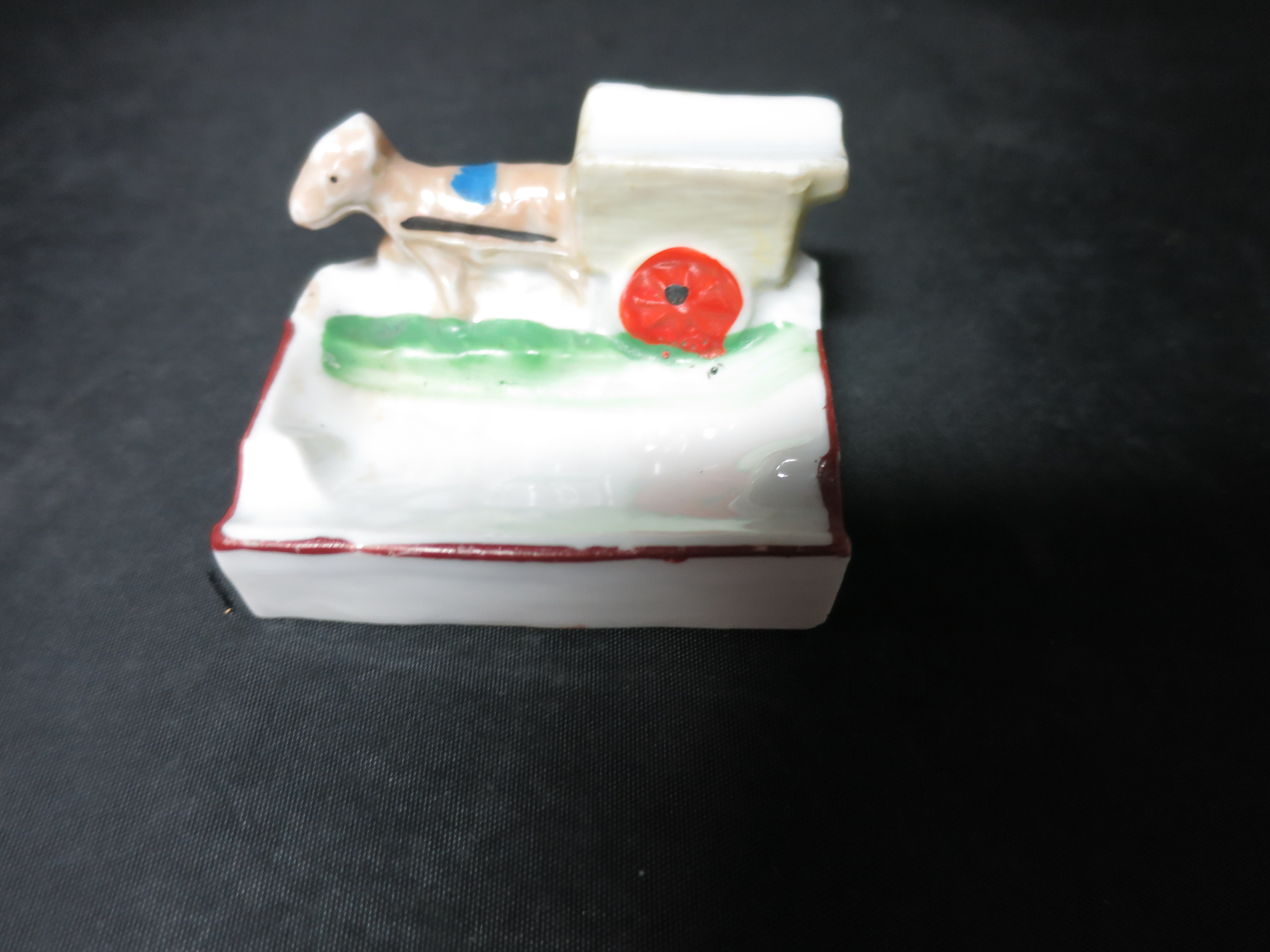 Donkey Pulling Cart Lusterware Ashtray Japan