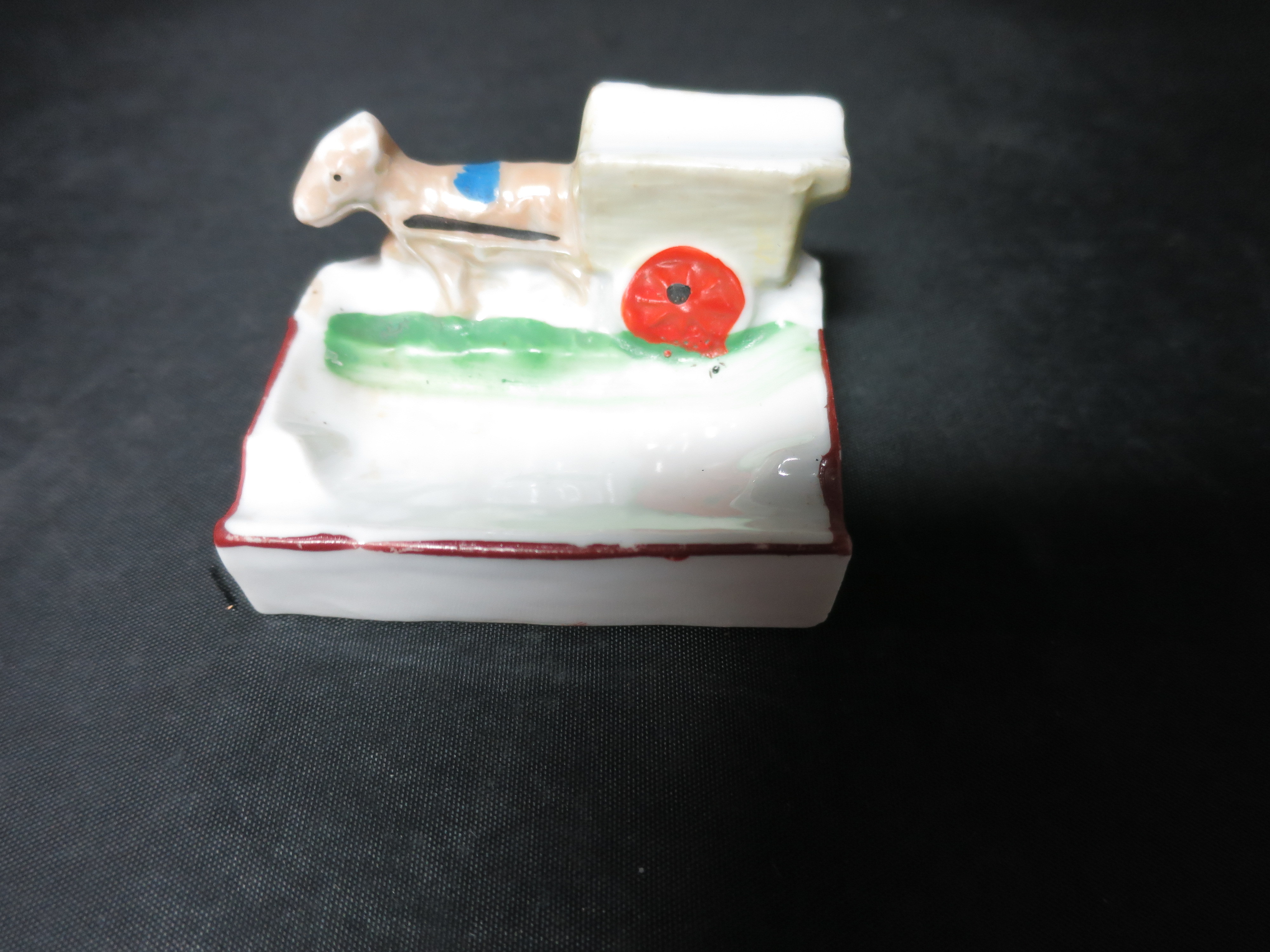 Donkey Pulling Cart Lusterware Ashtray Japan
