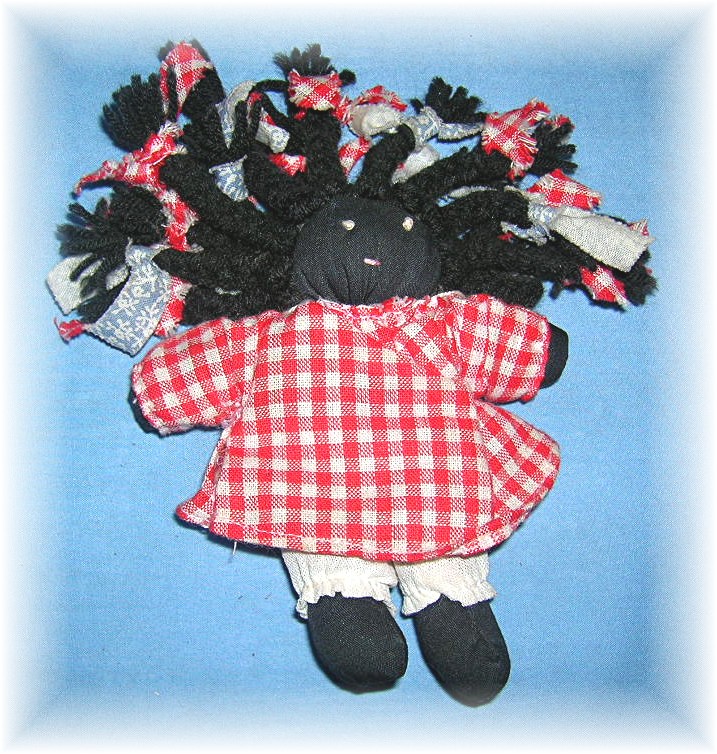 Black Cloth Doll 50s Handmade