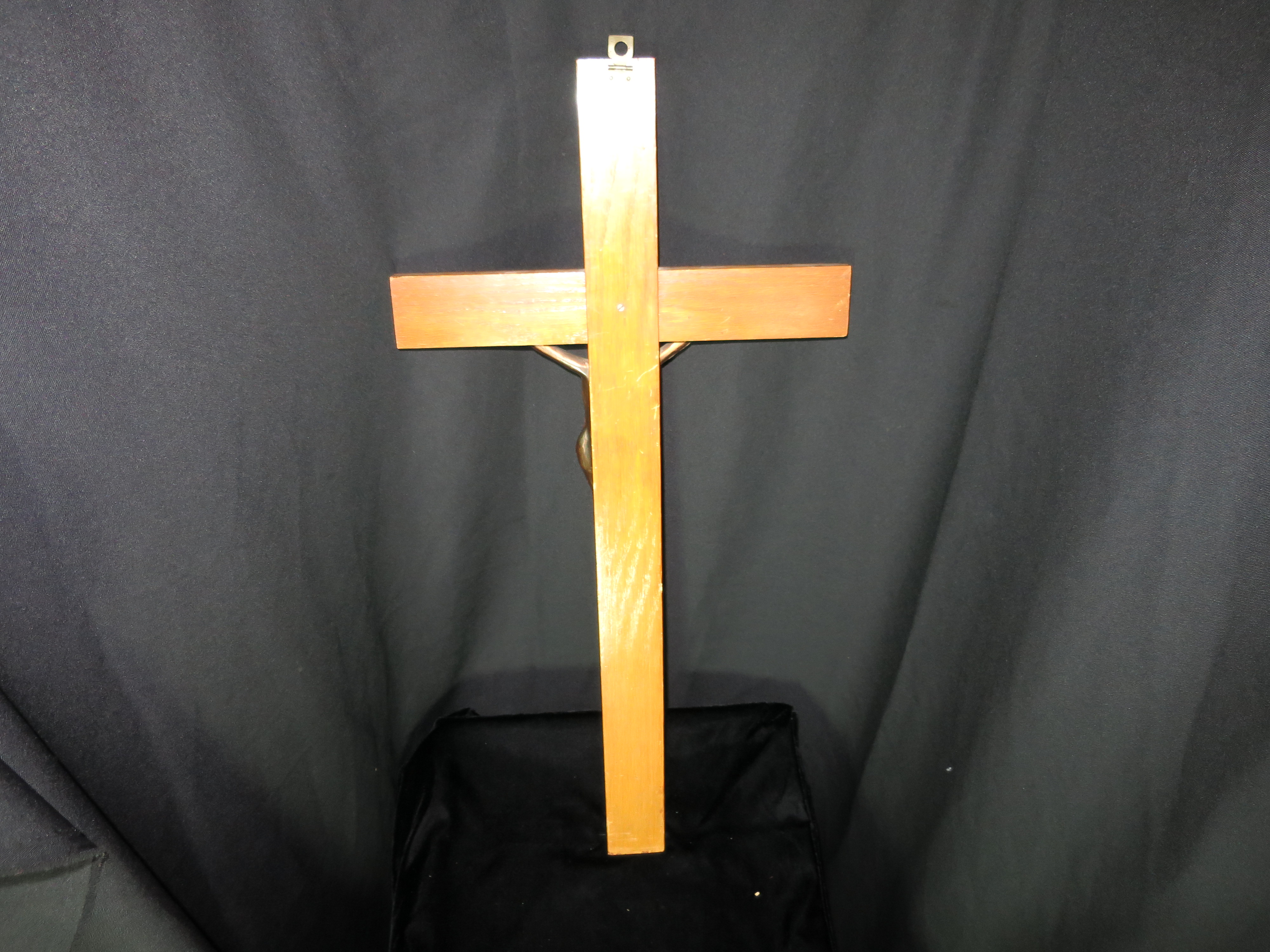 Crucifix Copper Bronzed Jesus Christ on Oak Cross 29 in