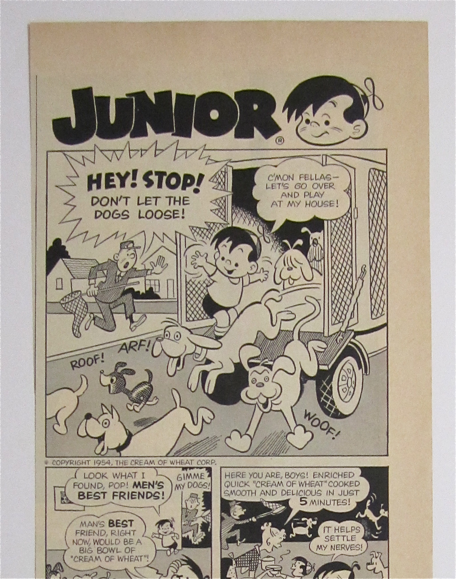 1954 Cream Of Wheat Cereal With Cartoon Of Junior