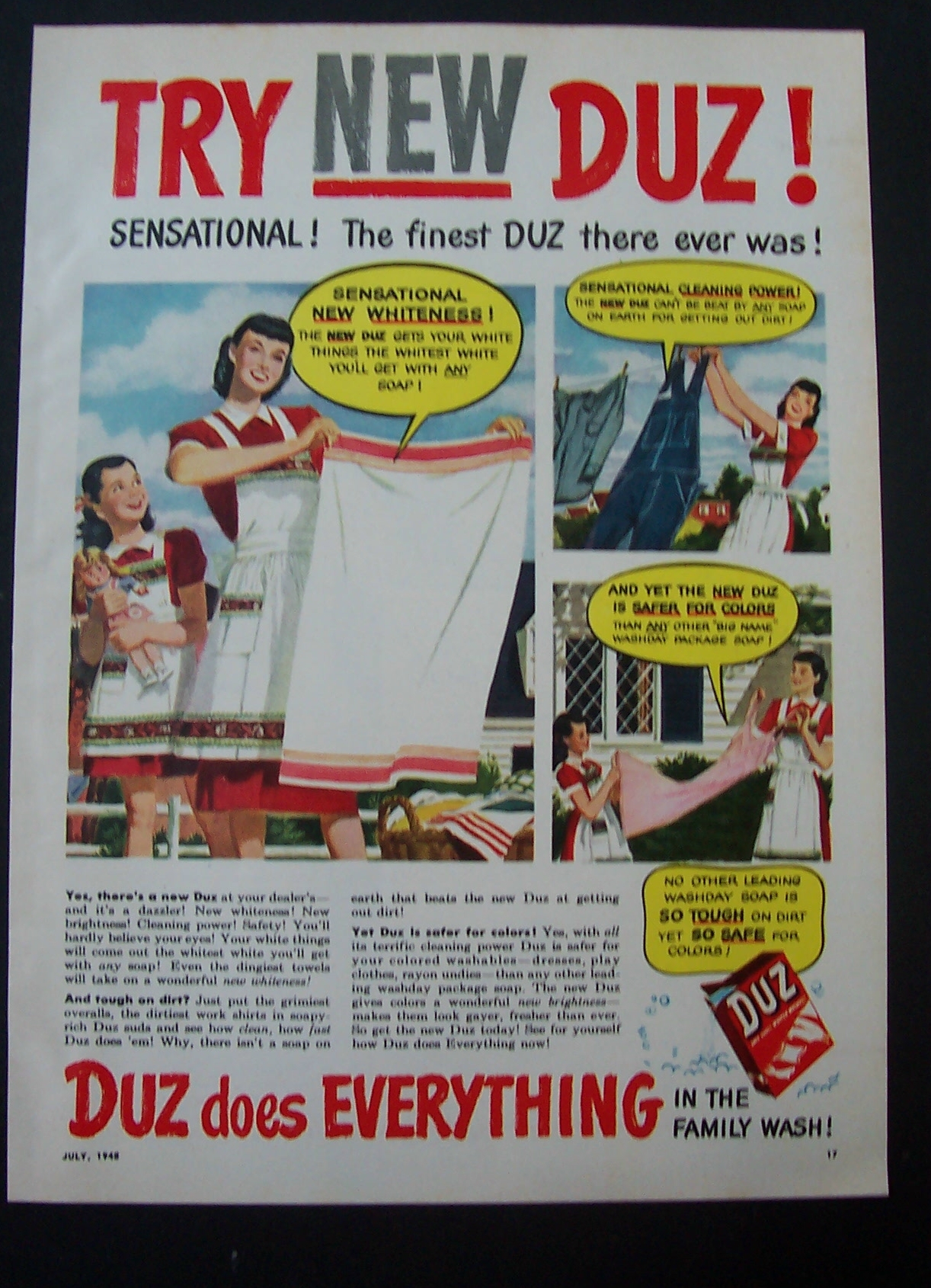 1948 Duz Laundry Detergent with Woman & Laundry