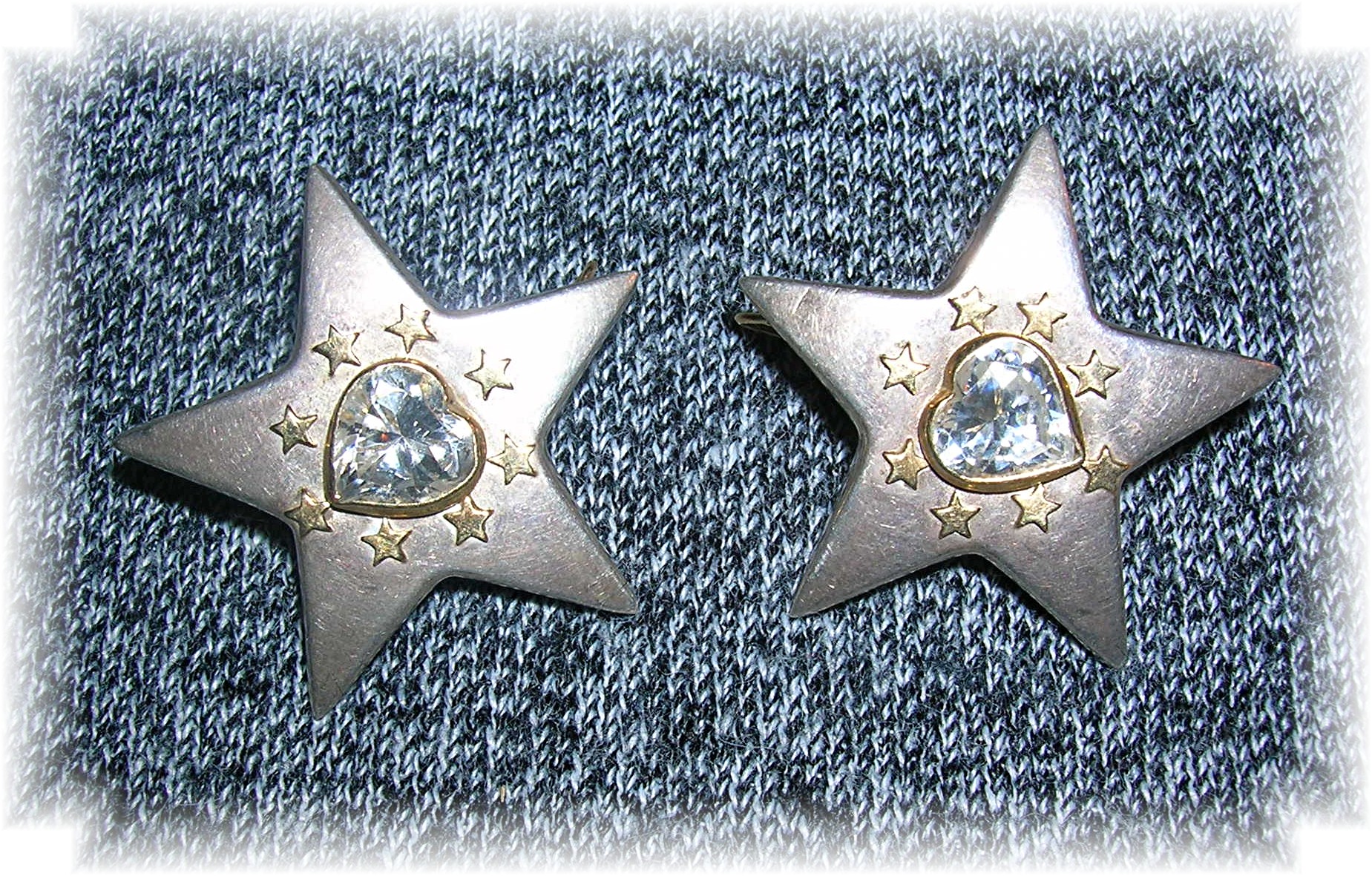 European 800 Silver Hearts Stars Post Earrings