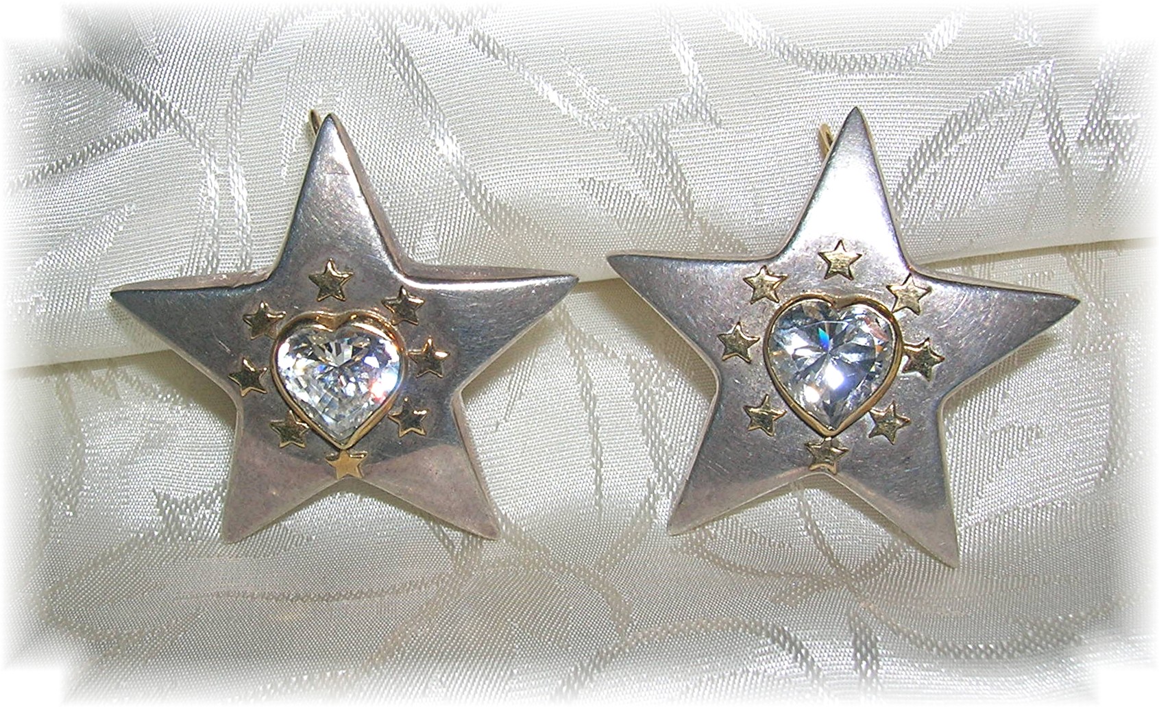 European 800  Silver Hearts Stars Post Earrings
