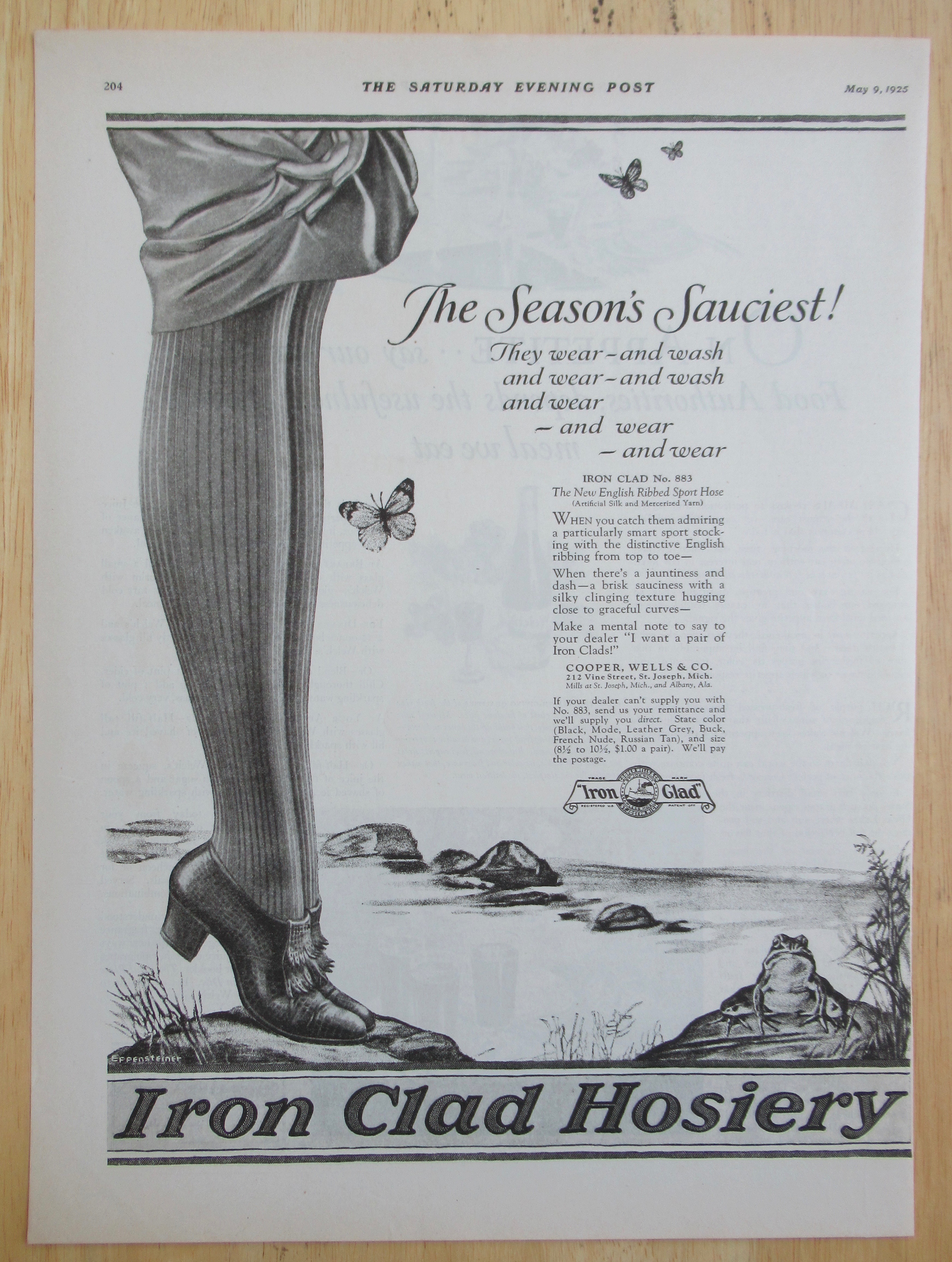 1925 Iron Clad Hosiery with Woman's Legs