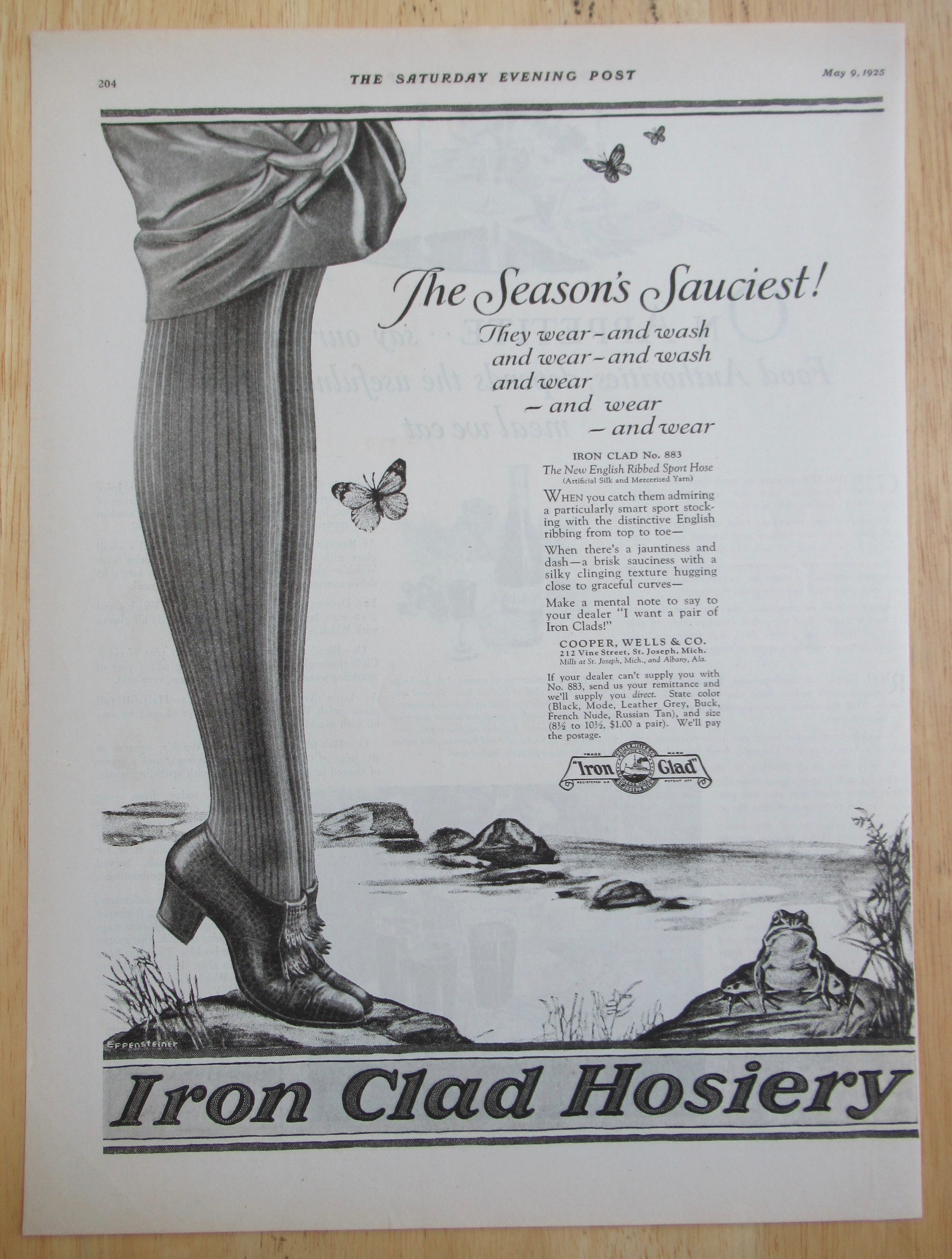 1925 Iron Clad Hosiery with Woman's Legs