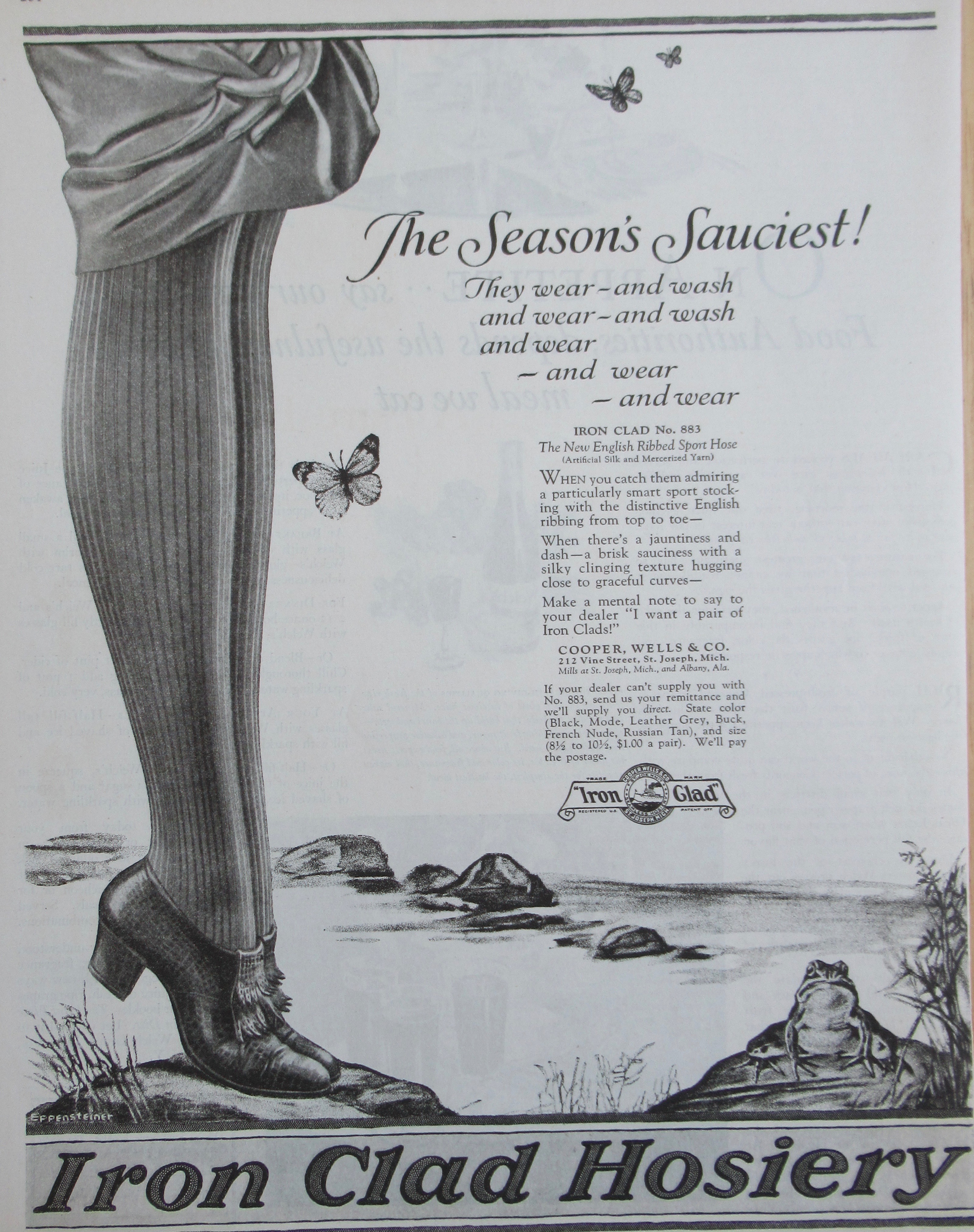 1925 Iron Clad Hosiery with Woman's Legs