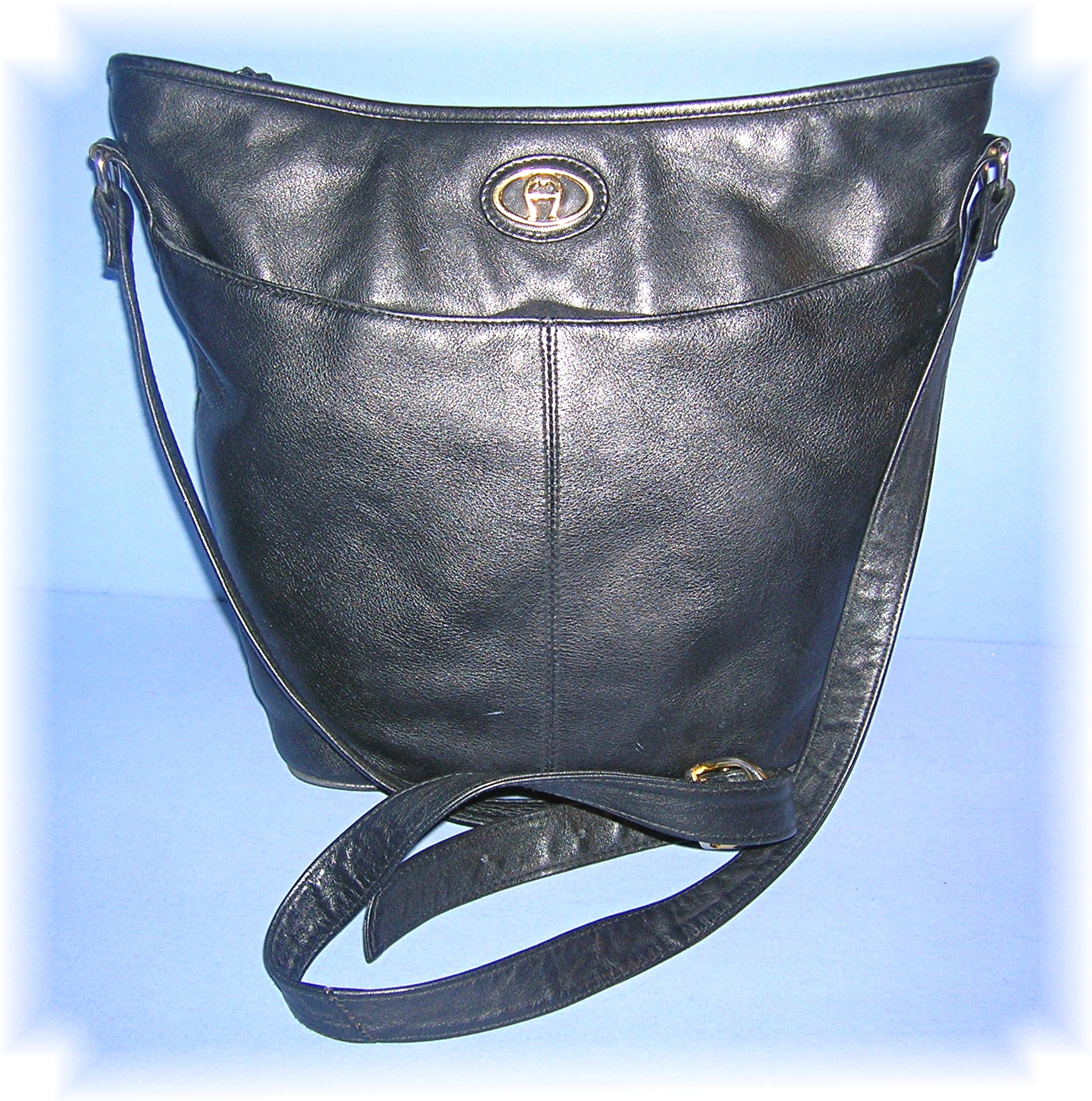 Black Leather Etienne Aigner Shoulder Bag
