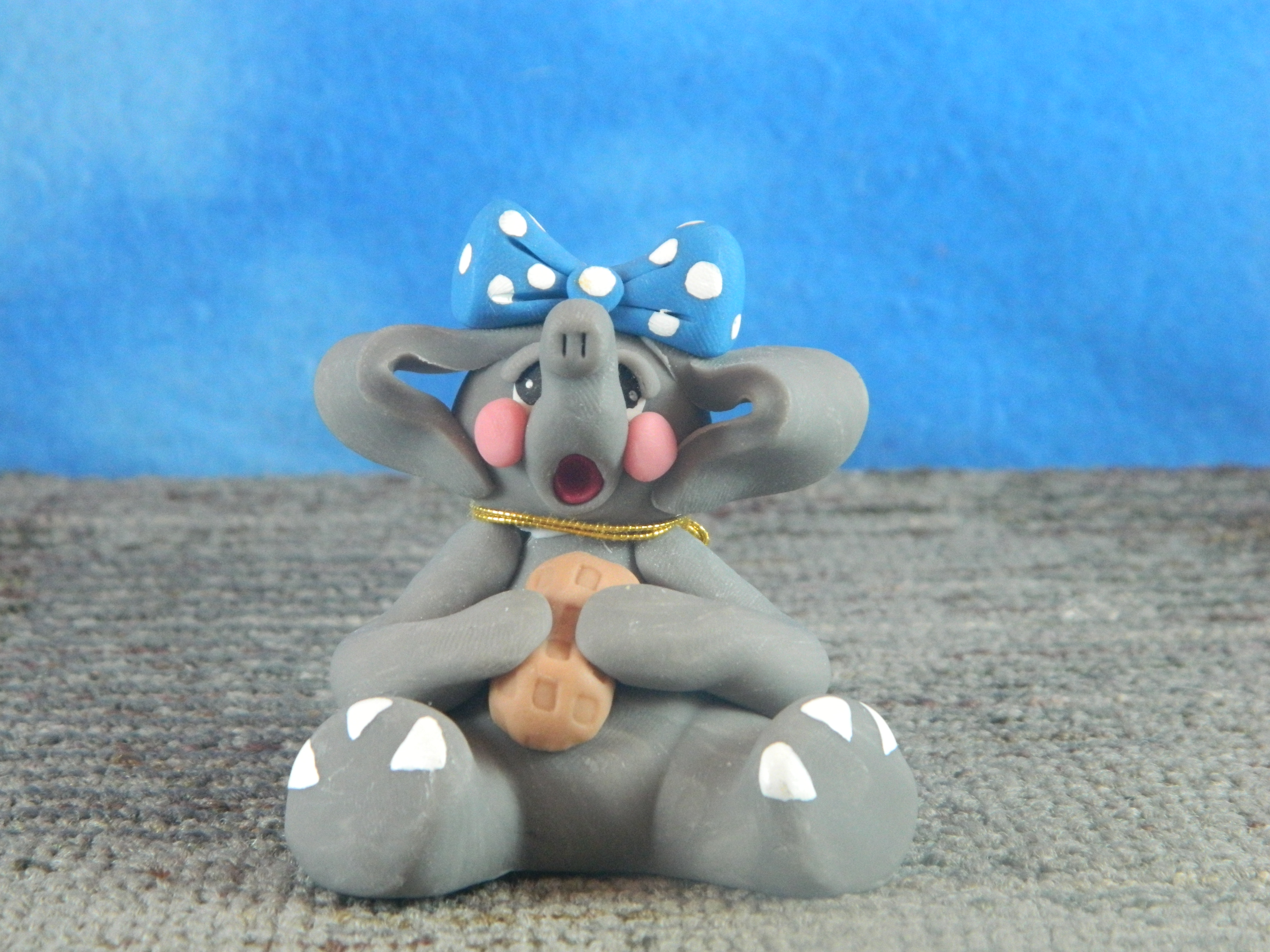 Cecile Elephant with Blue Bow