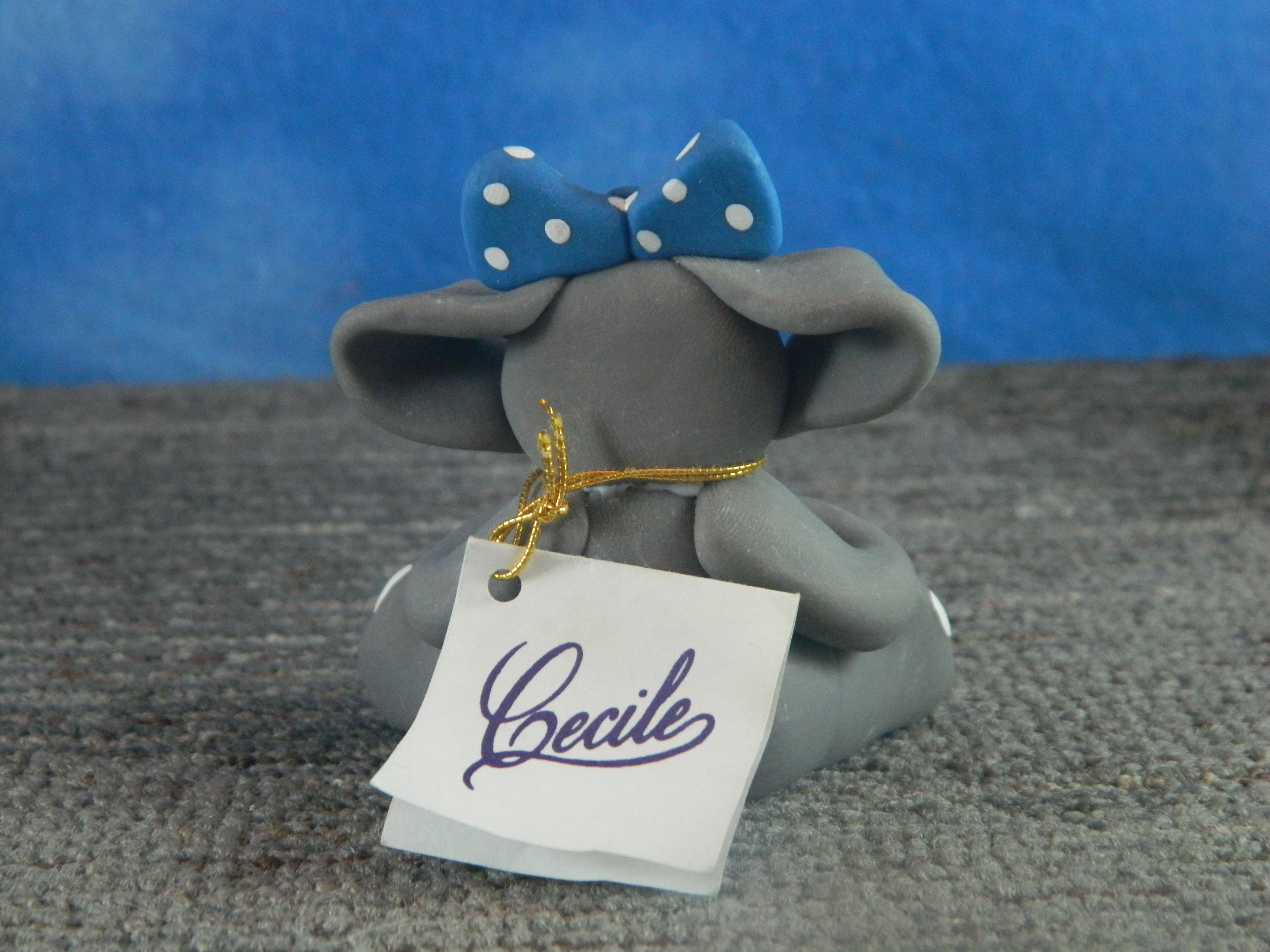 Cecile Elephant with Blue Bow