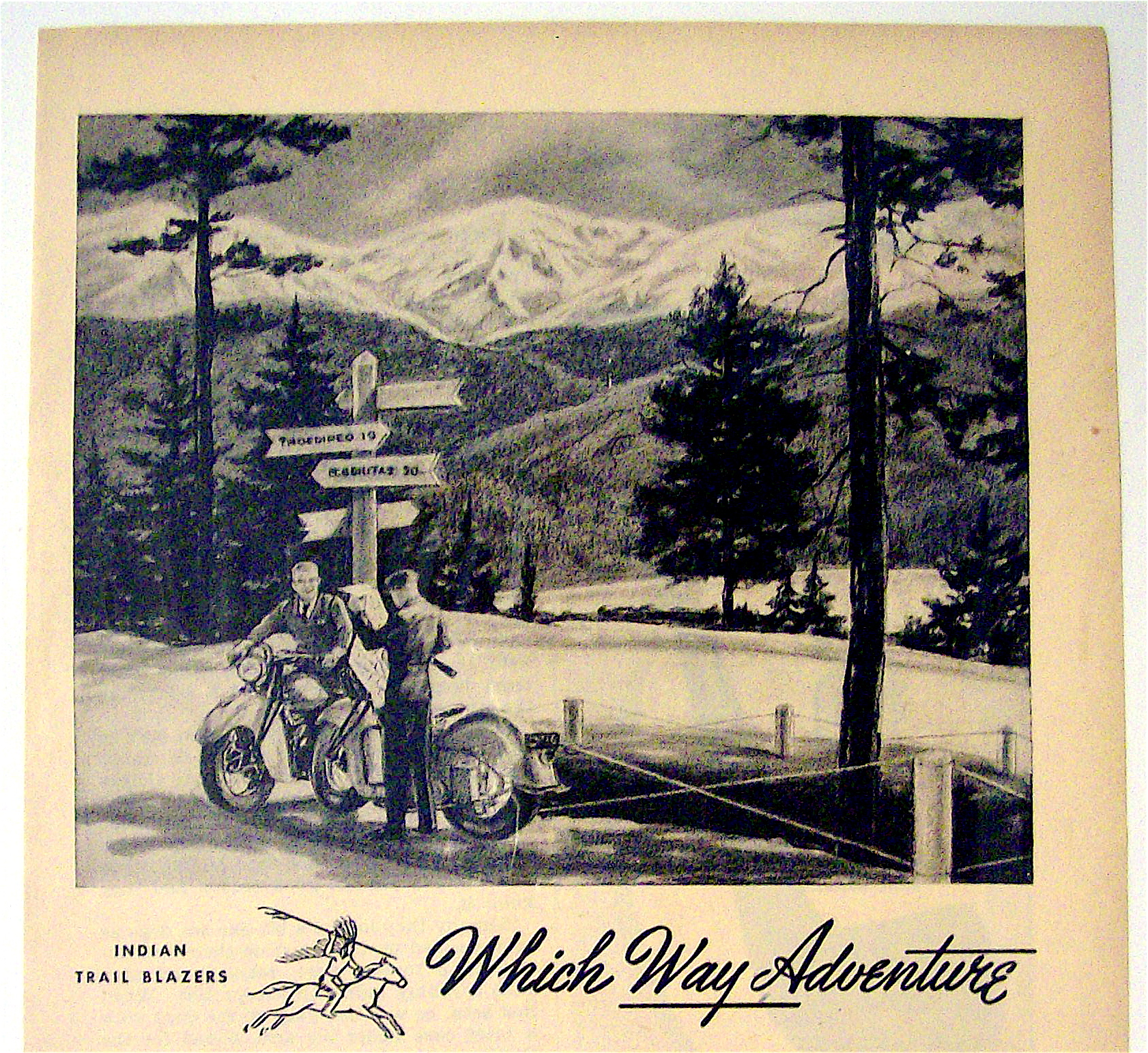 1944 Indian Motorcycles with Two Men Talking