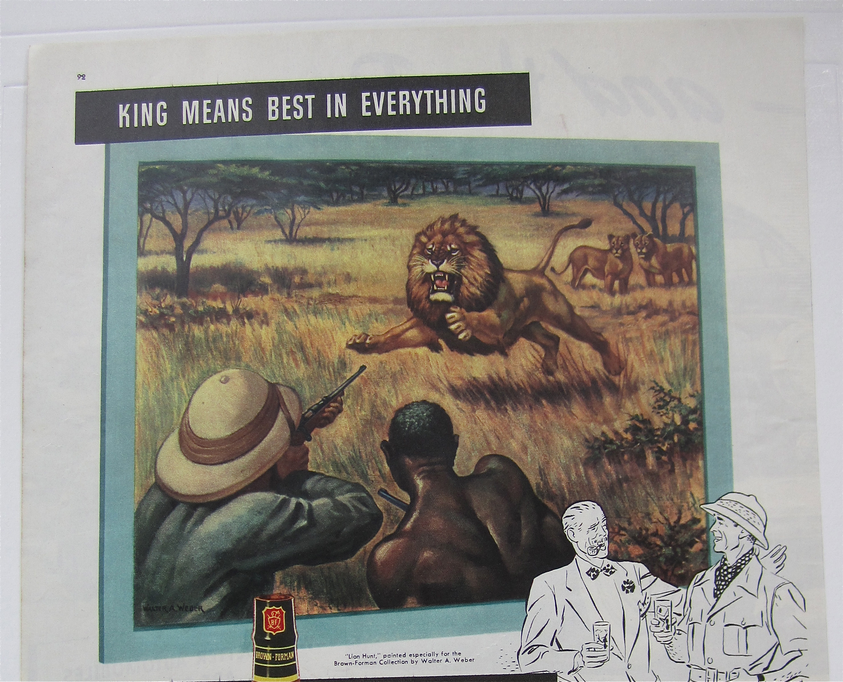 1946 King Whiskey with Lion Hunt By Walter A Weber