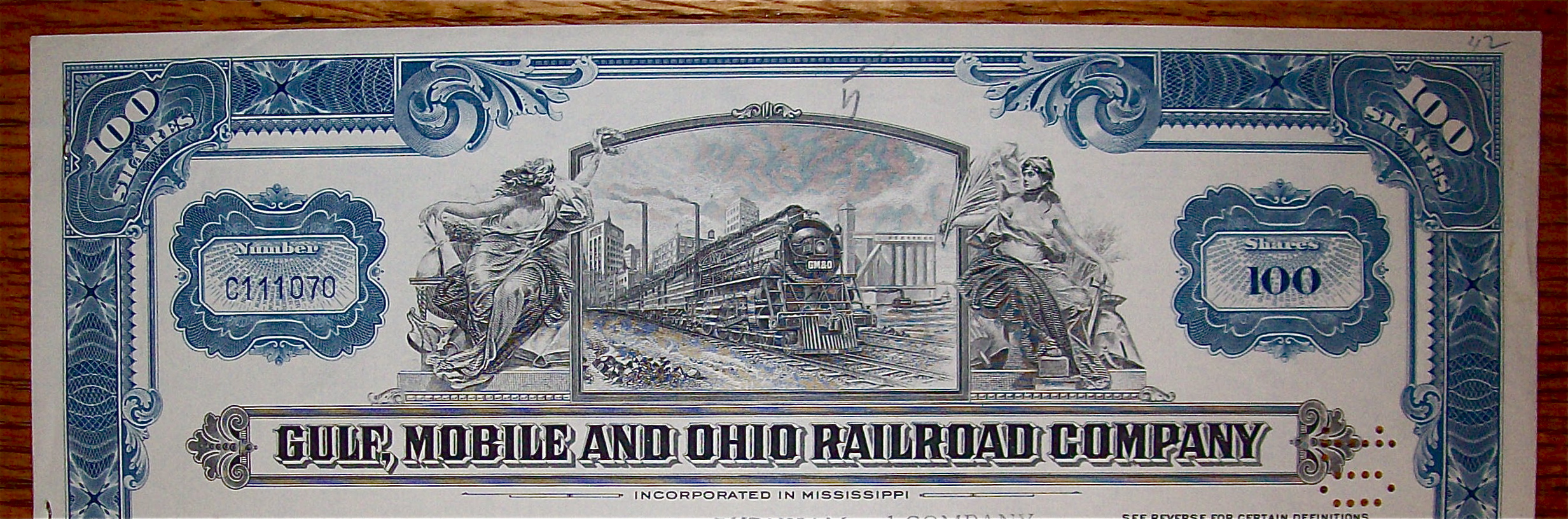 1963 Gulf, Mobile And Ohio Railroad Company Stock