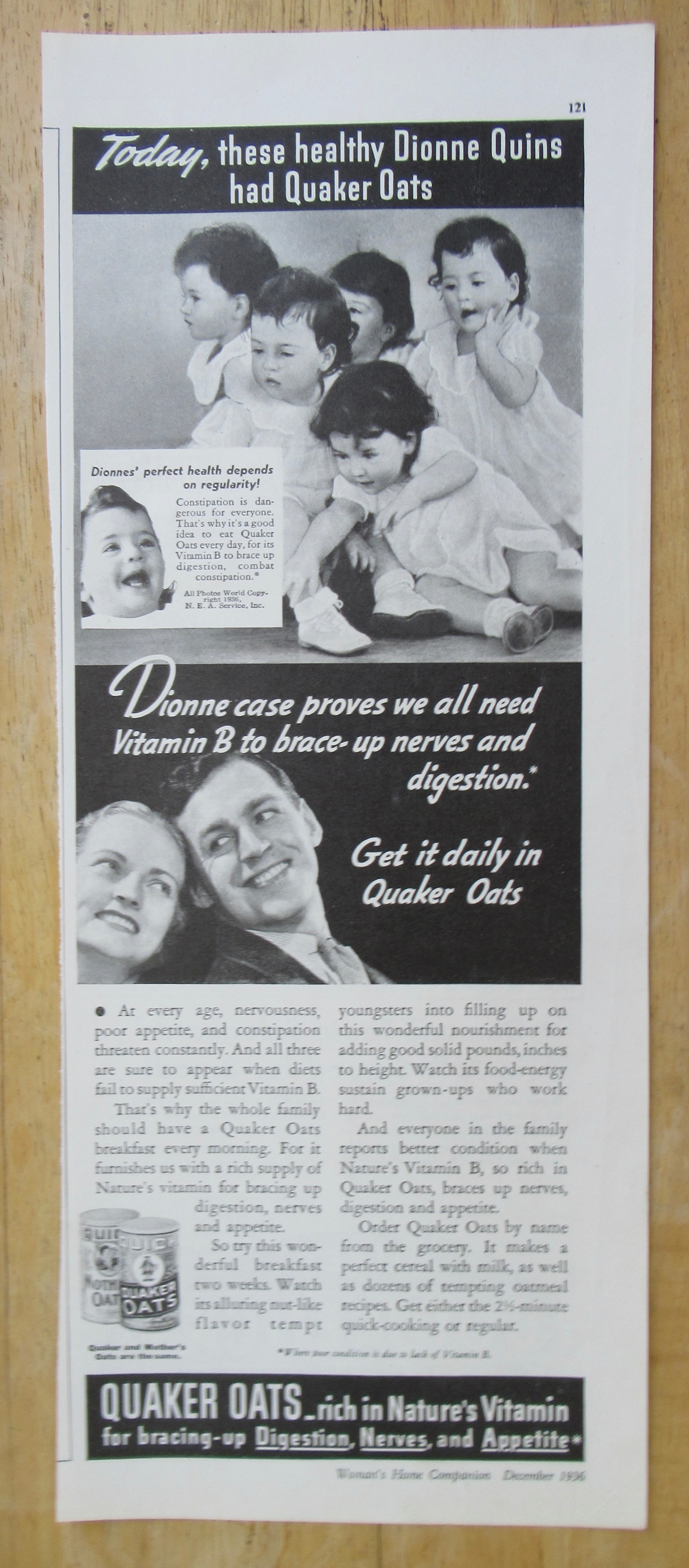 1936 Quaker Oats with the Healthy Dionne Quintuplets