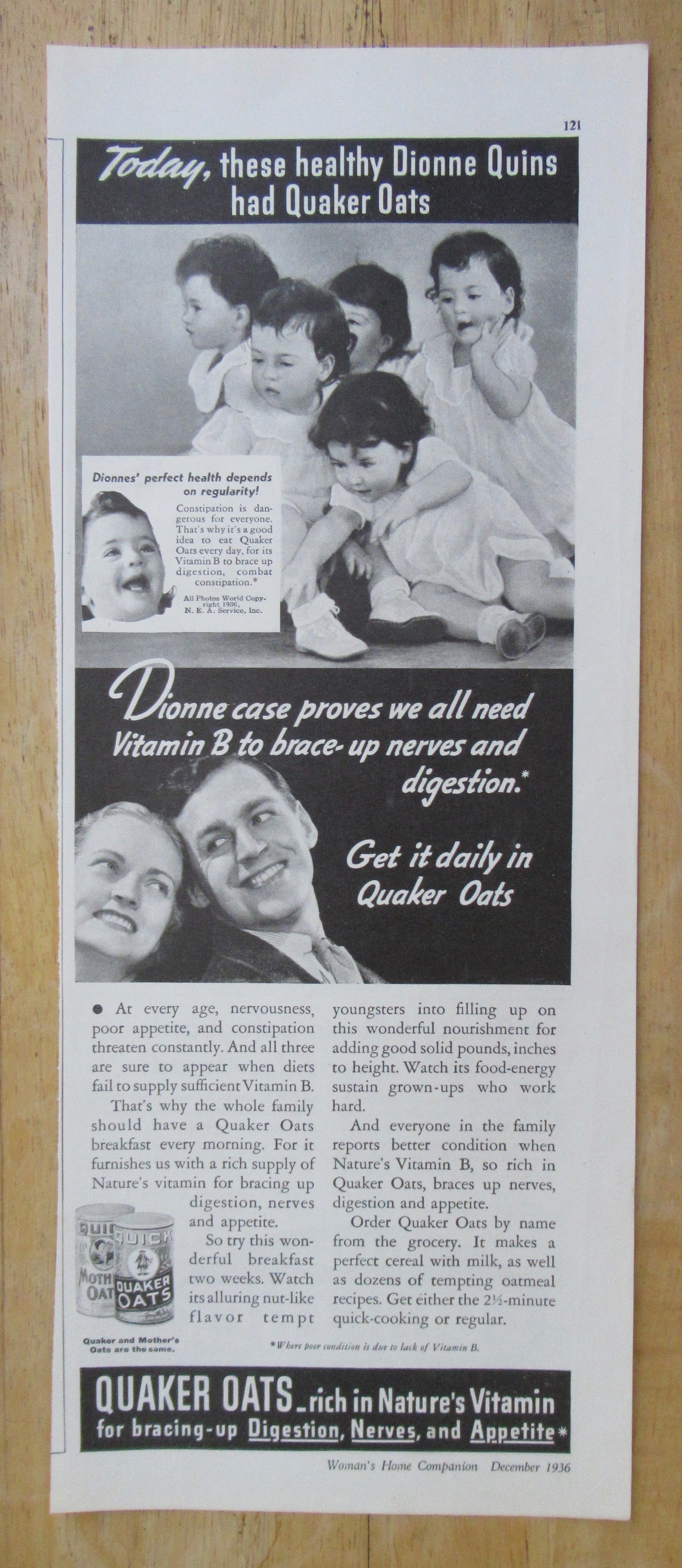 1936 Quaker Oats with the Healthy Dionne Quintuplets