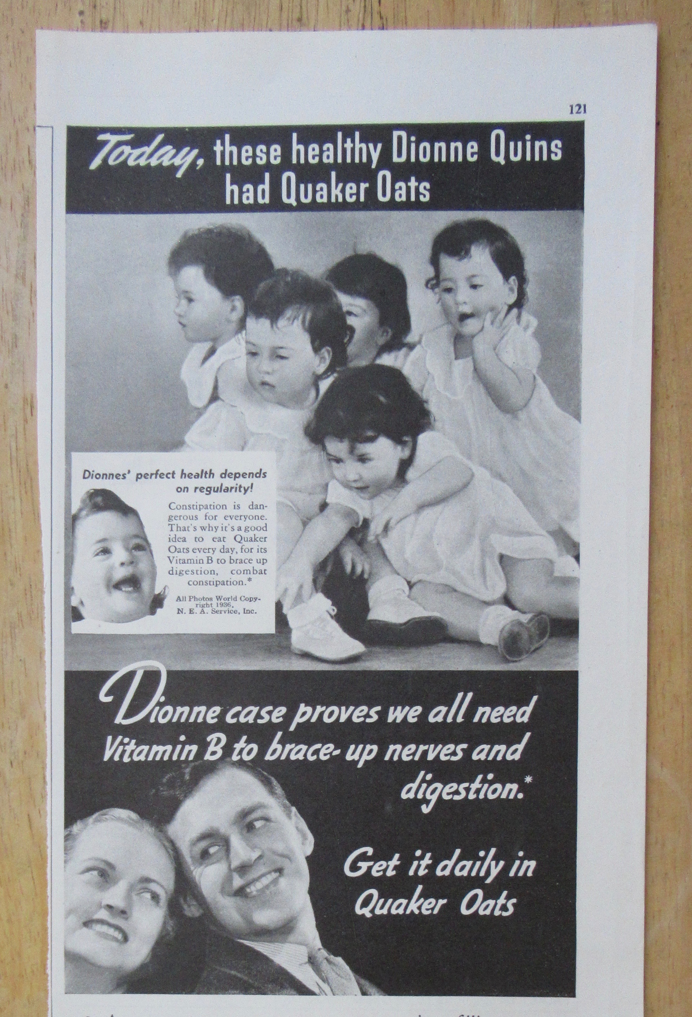 1936 Quaker Oats with the Healthy Dionne Quintuplets