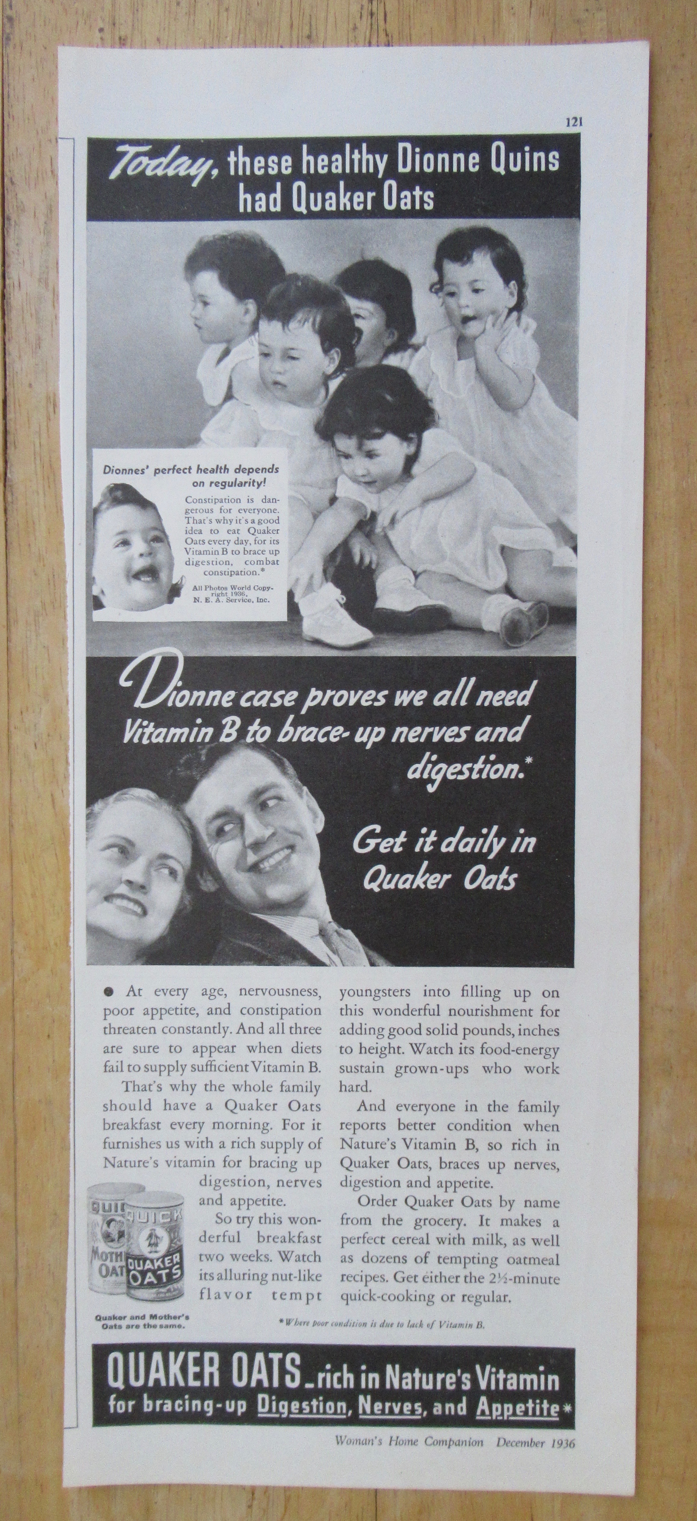1936 Quaker Oats with the Healthy Dionne Quintuplets