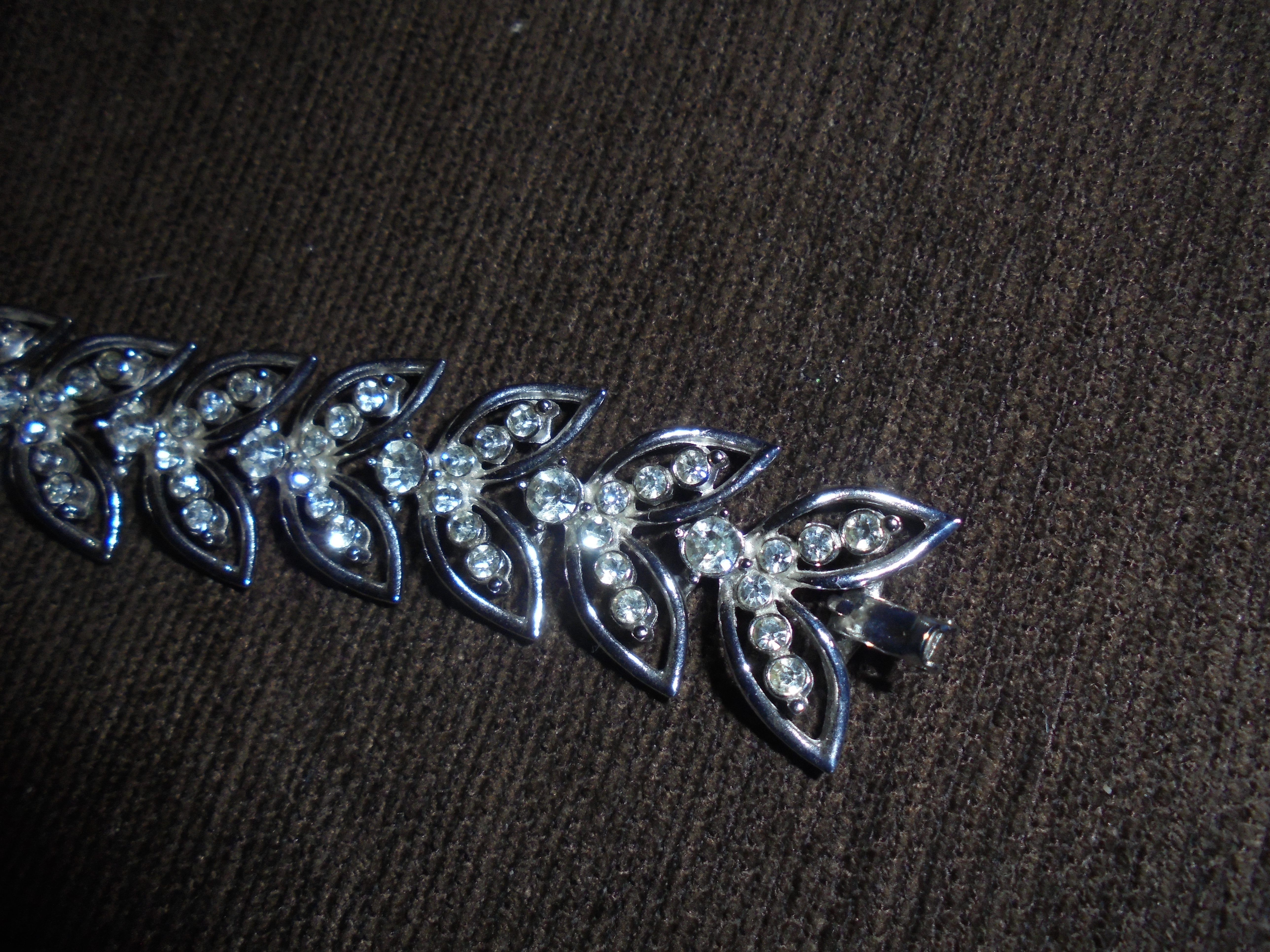 Vintage Rhinestone Bracelet Silver Tone