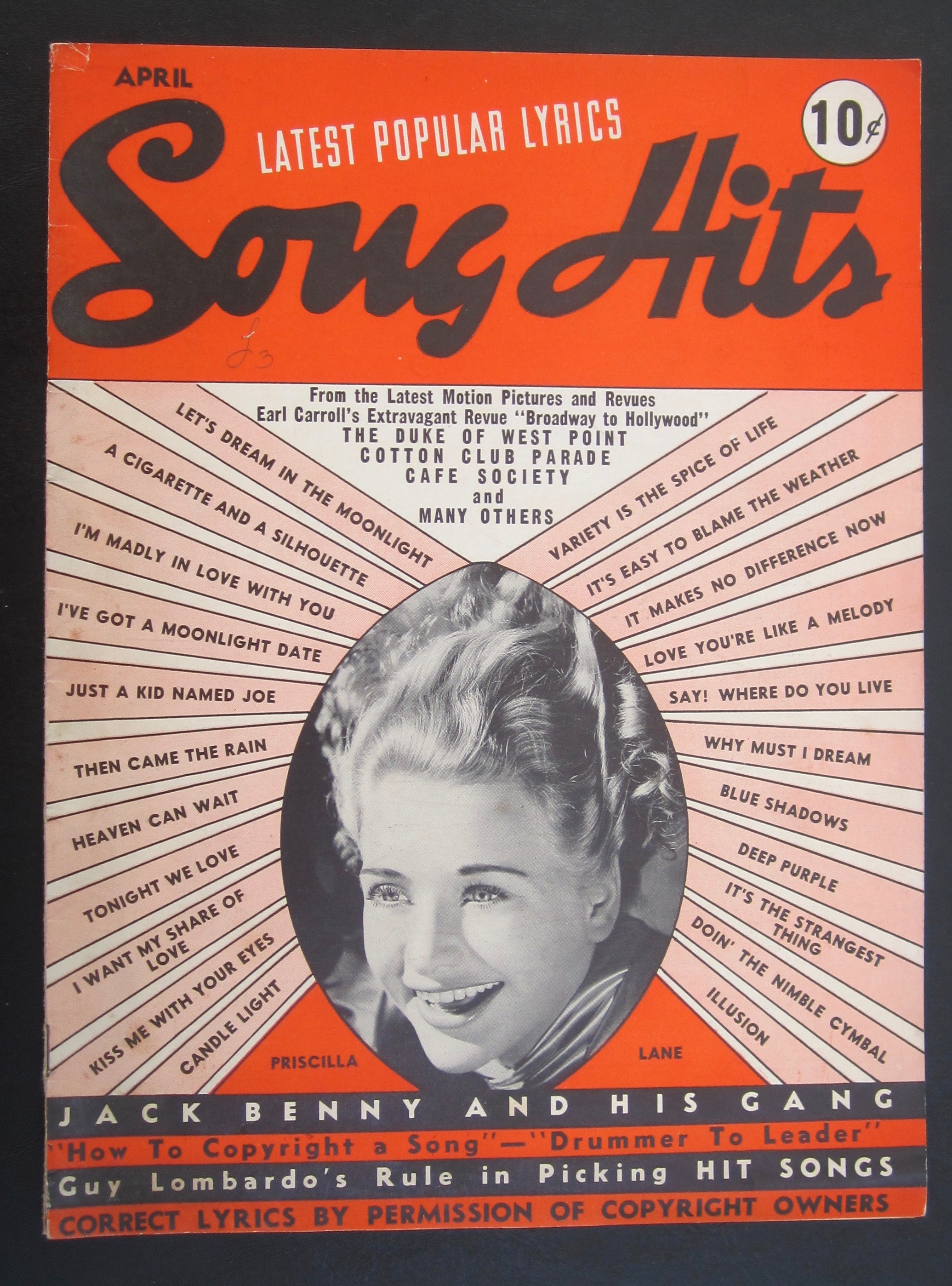 Song Hits April 1939 Priscilla Lane Cover