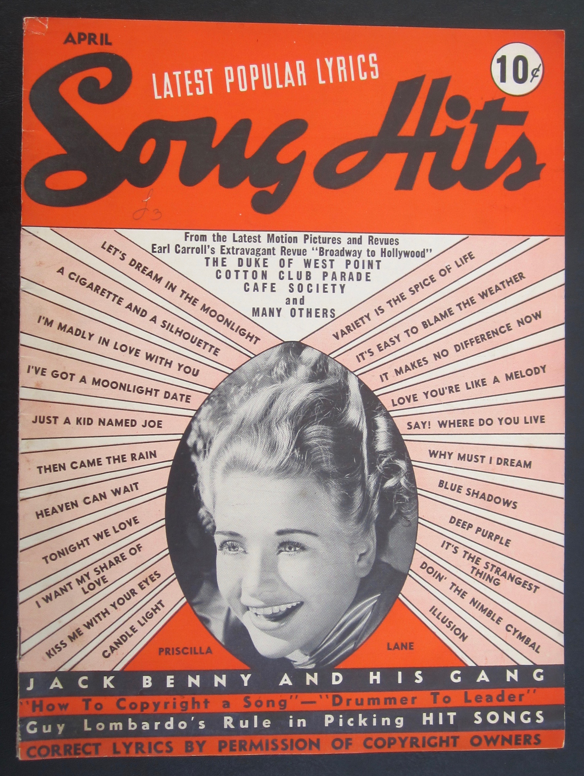 Song Hits April 1939 Priscilla Lane Cover