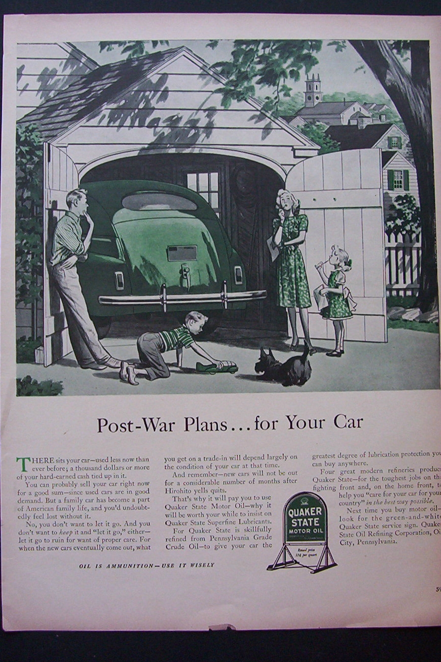 1943 Quaker State Motor Oil with Post War Plans