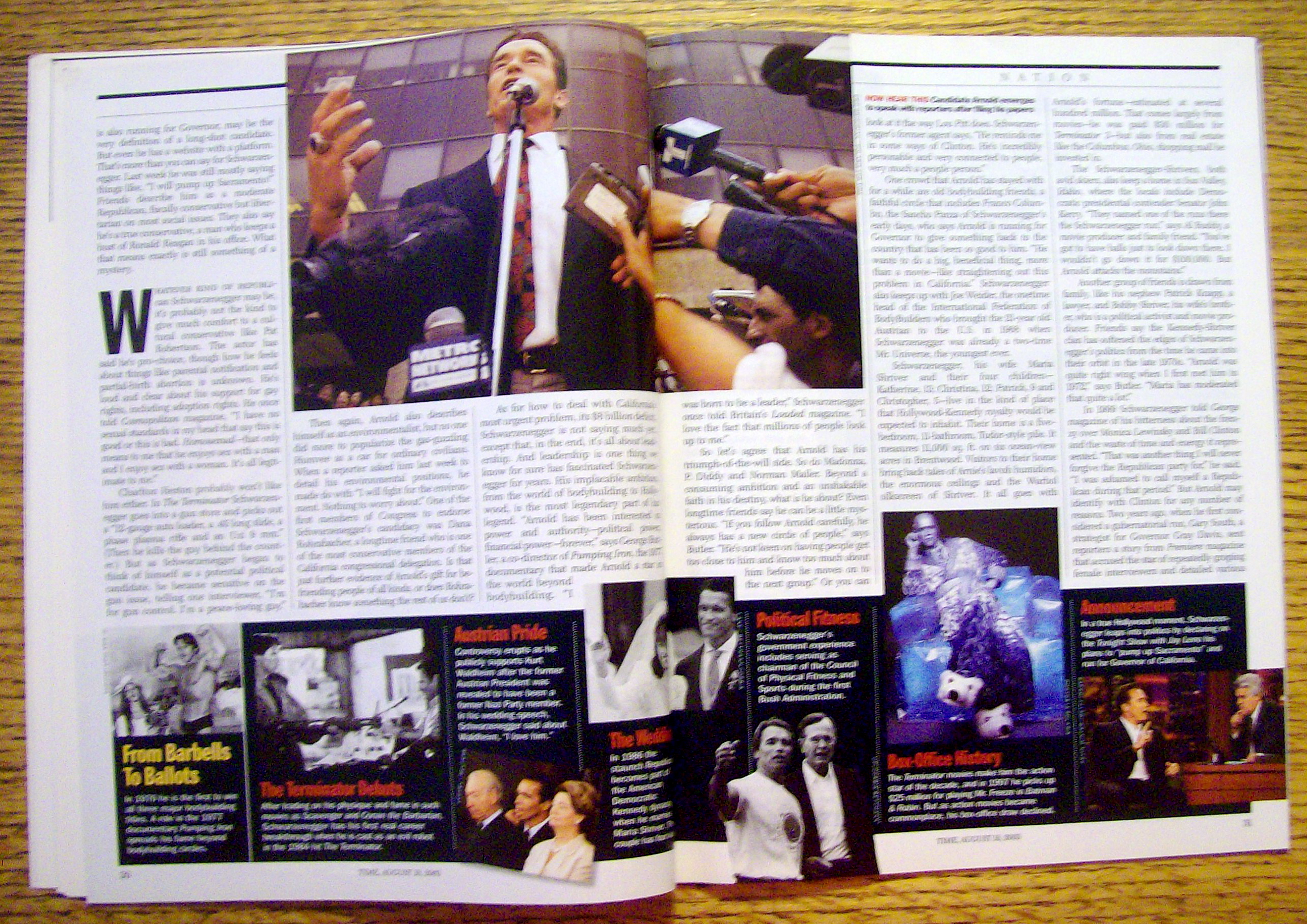 Time Magazine August 18, 2003 Arnold Schwarzenegger