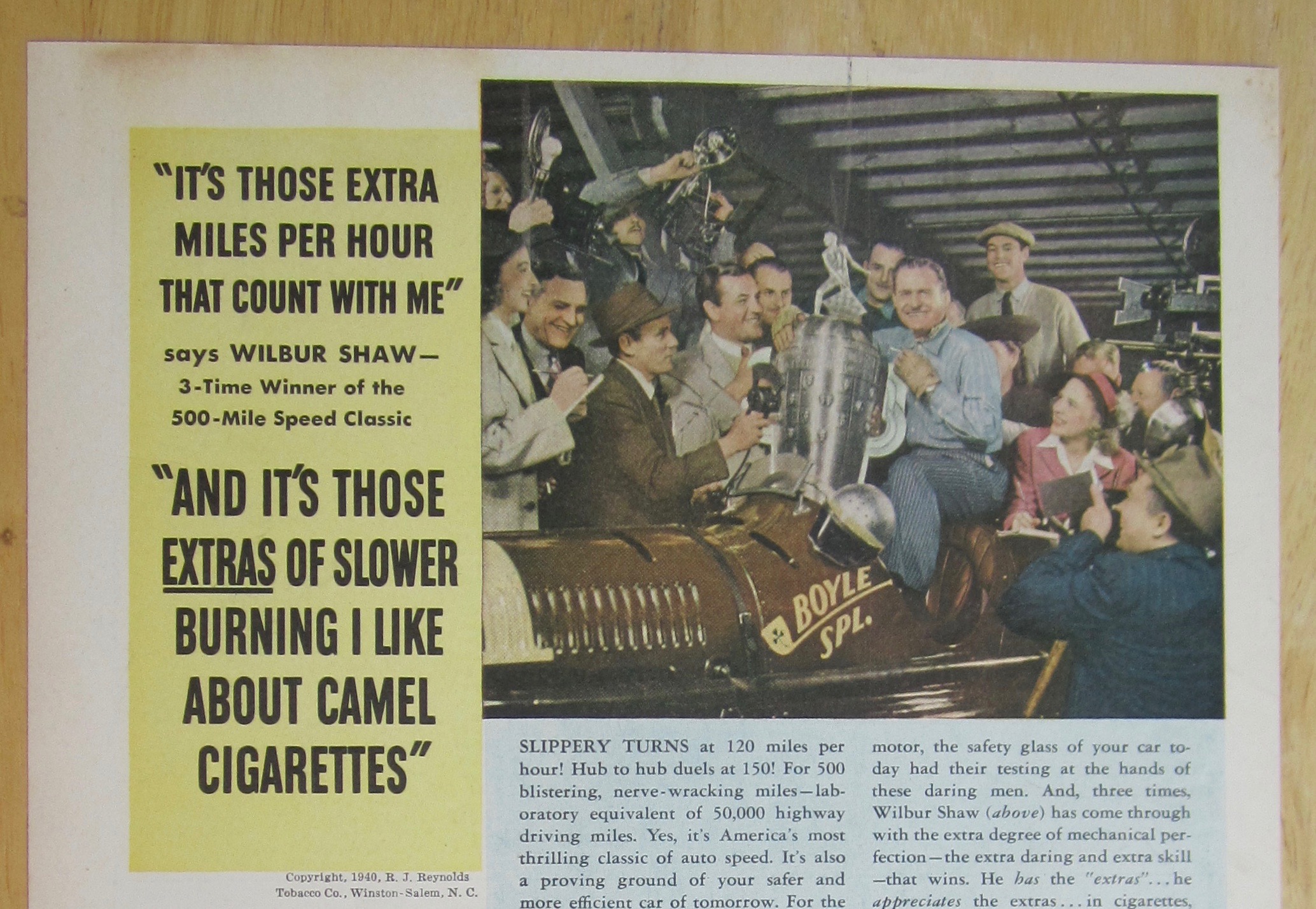 1940 Camel Cigarettes with Wilbur Shaw