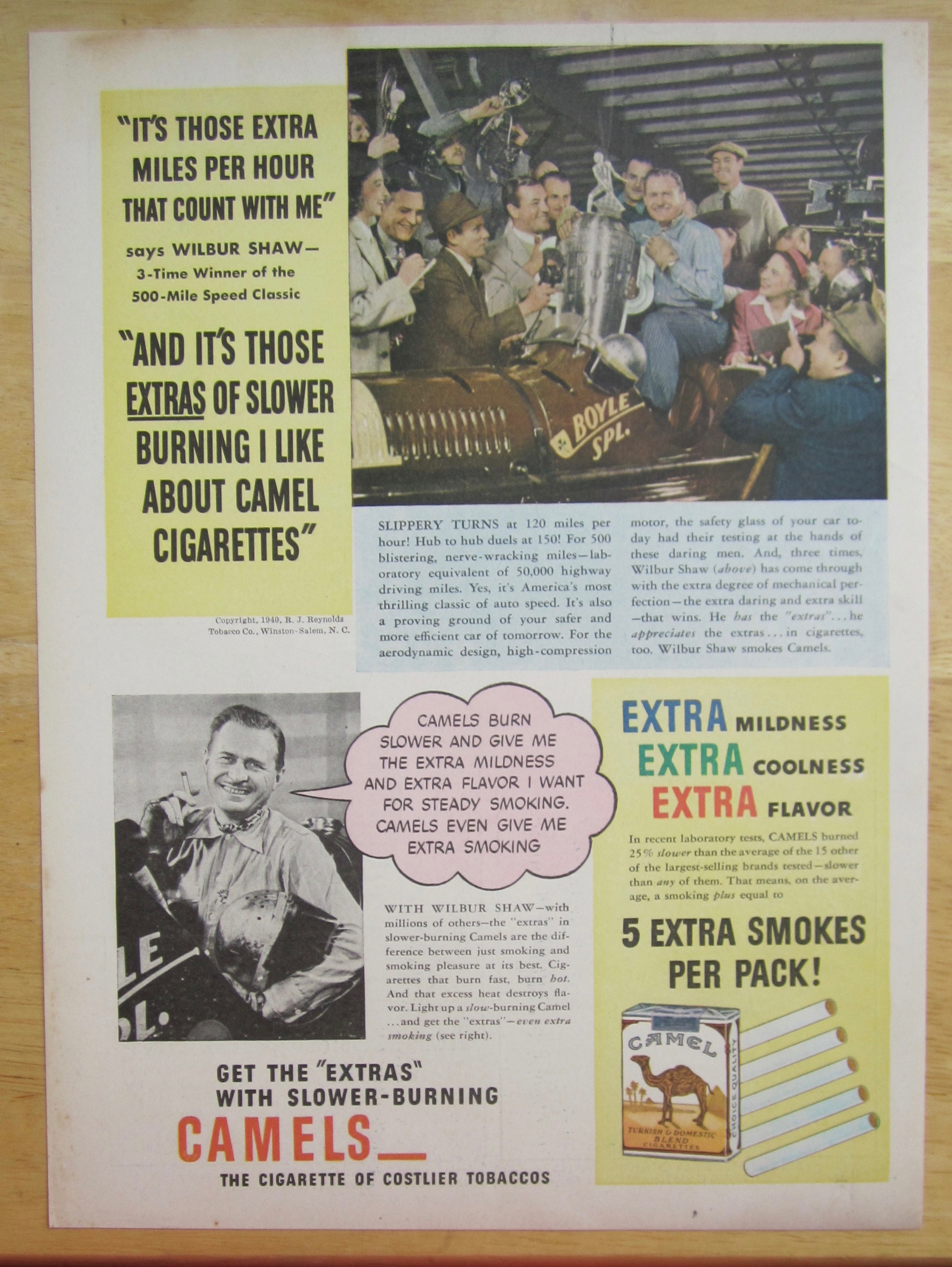 1940 Camel Cigarettes with Wilbur Shaw