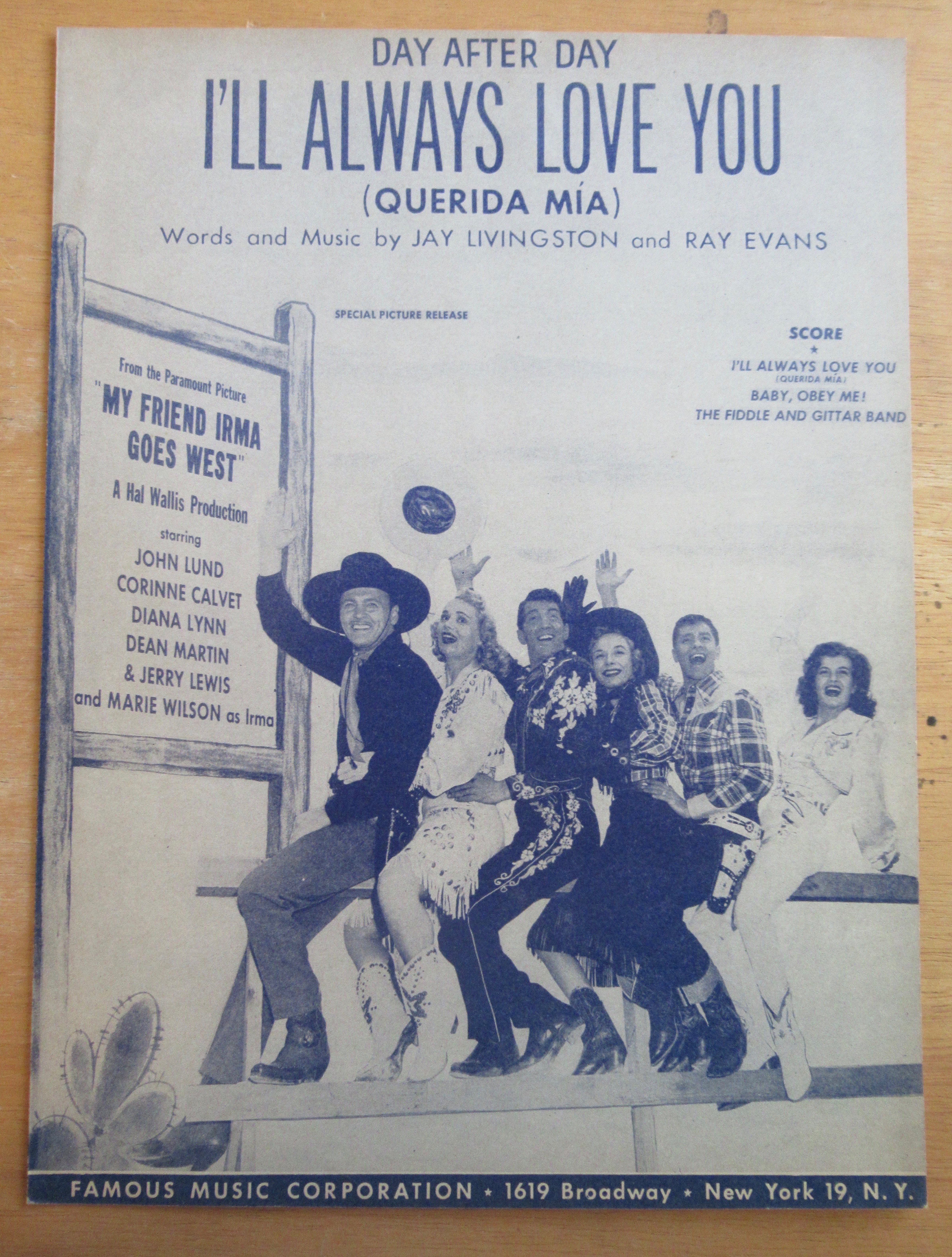 Sheet Music For 1950 Day After Day I'll Always Love You