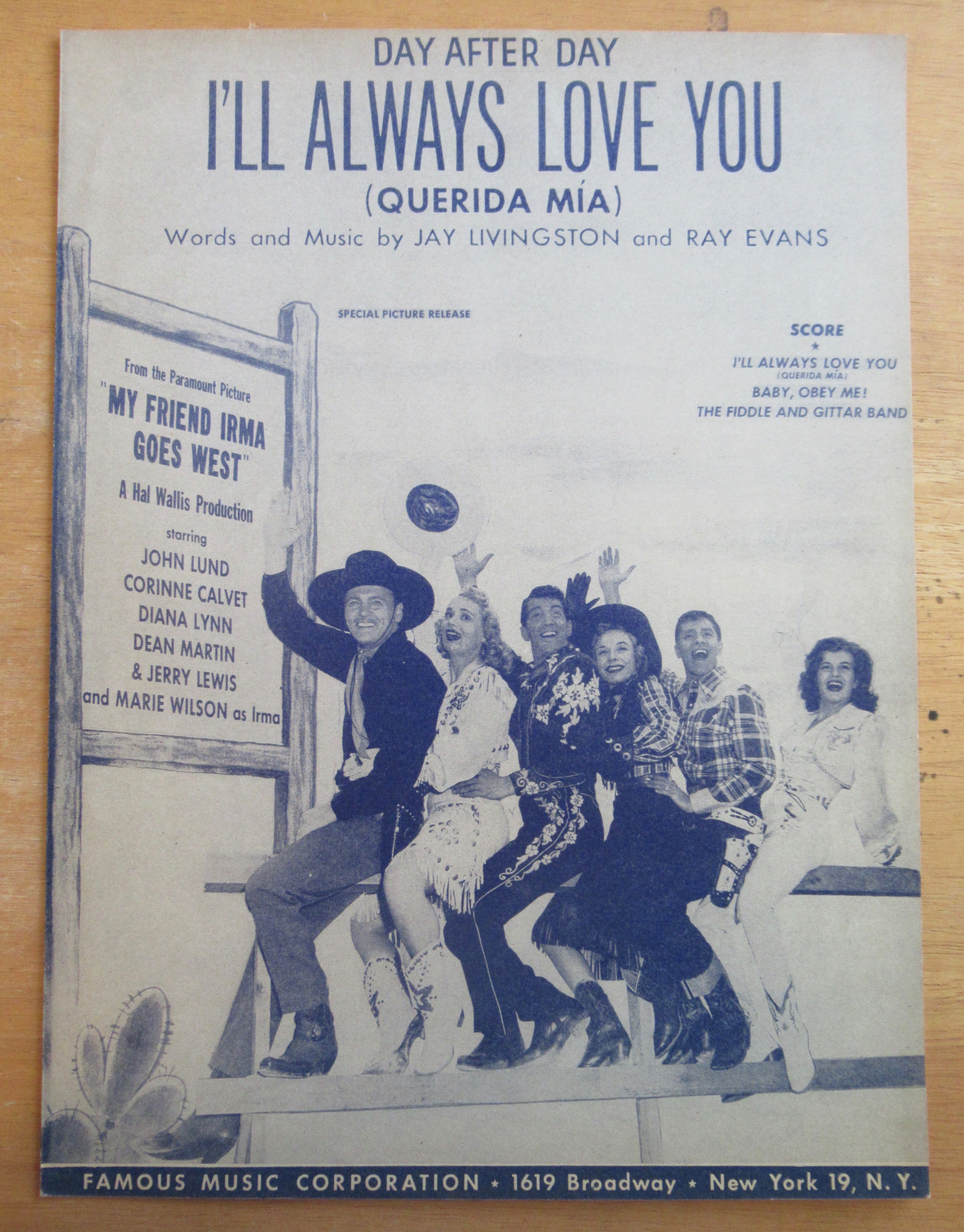 Sheet Music For 1950 Day After Day I'll Always Love You