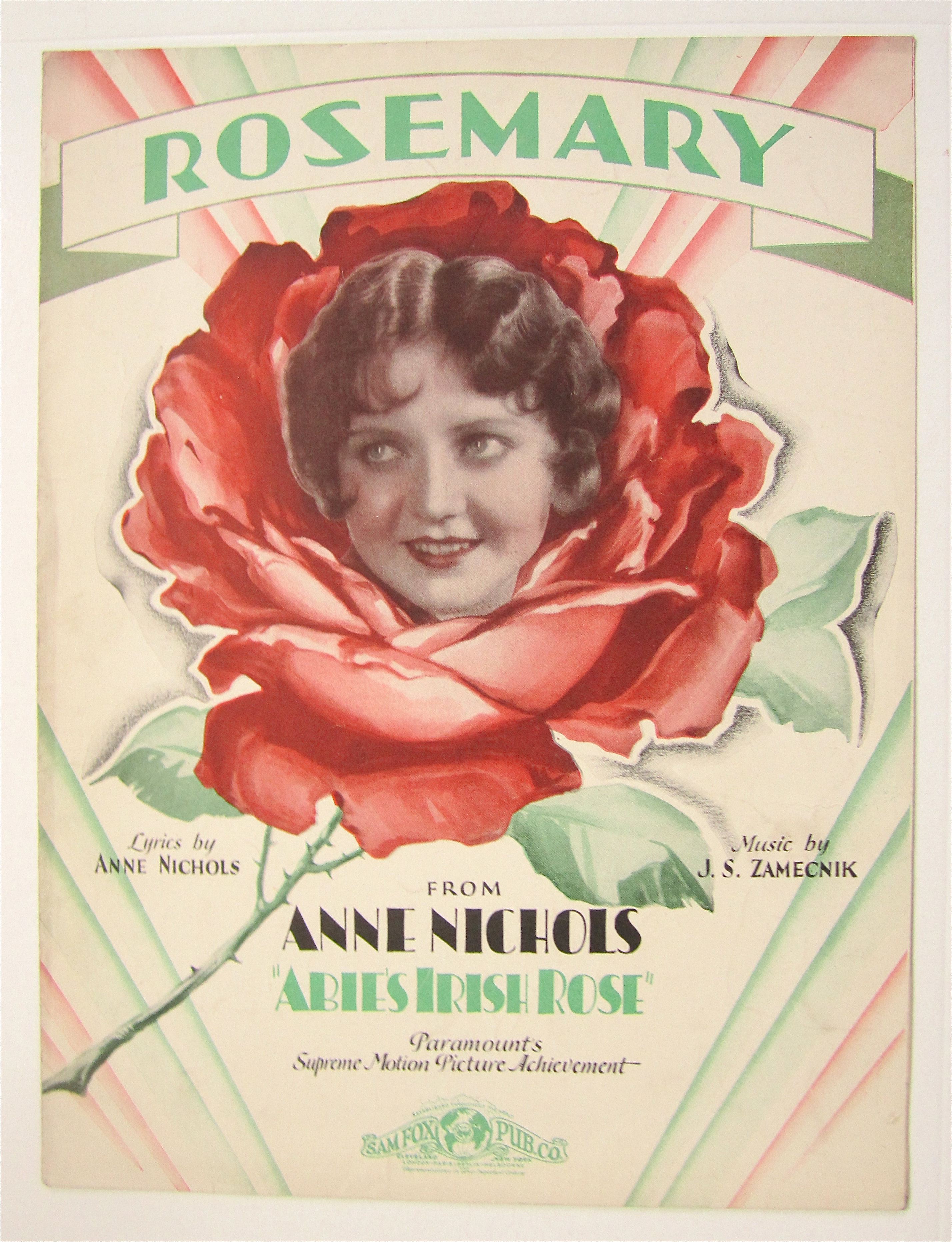 Sheet Music 1928 Rosemary (From Abie's Irish Rose)