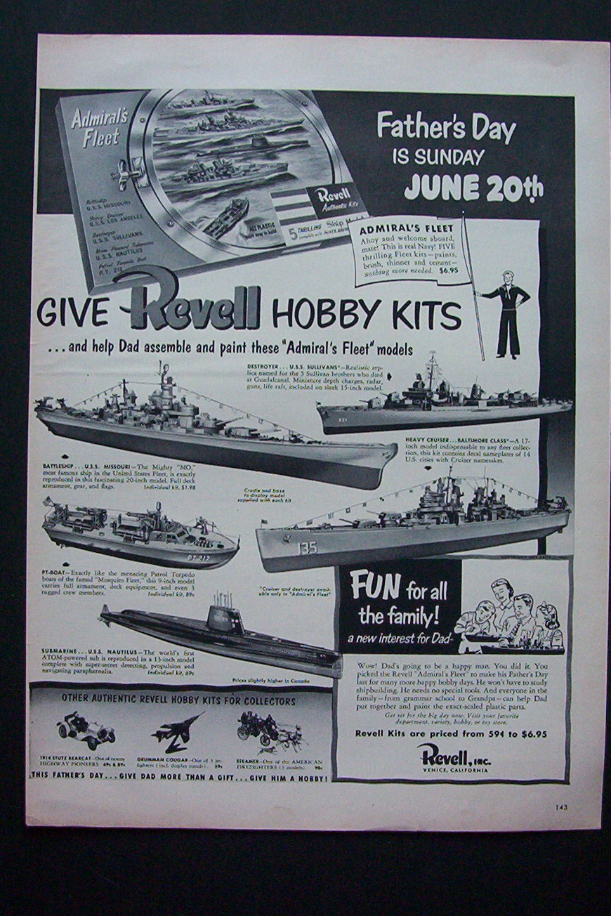 1950 Revell Hobby Kits with Boat Models For Dad