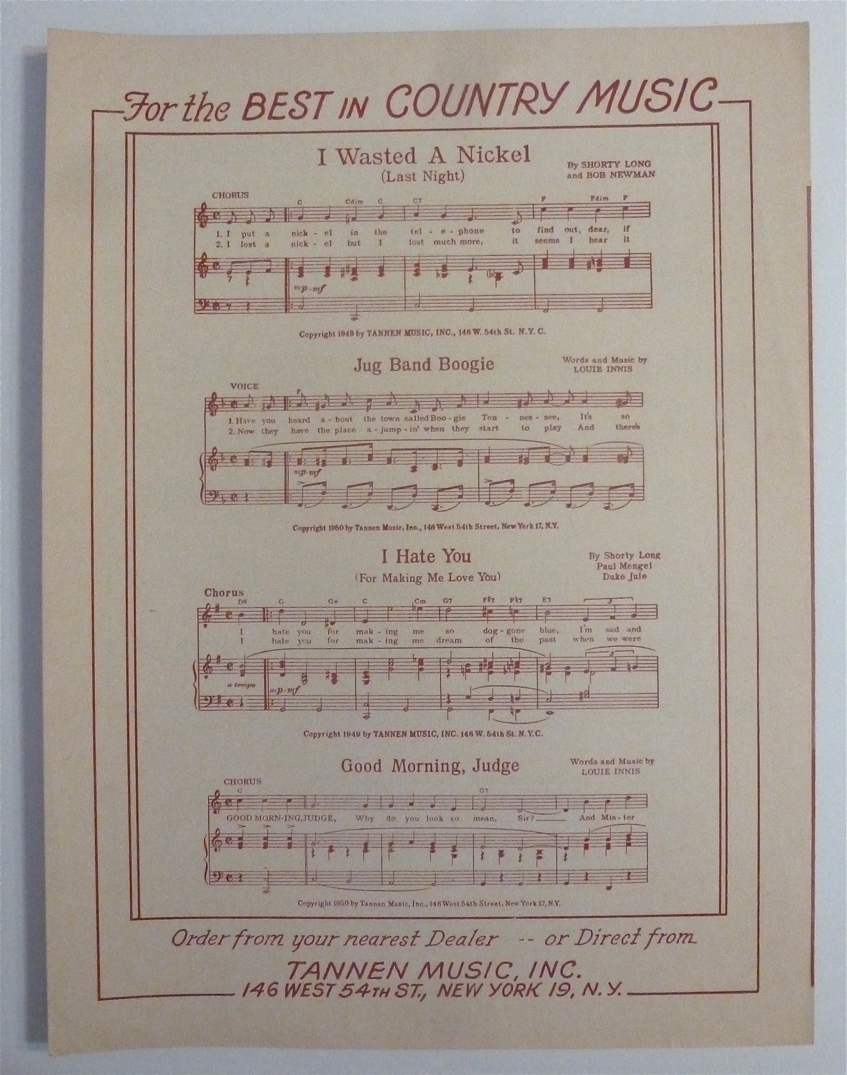 Sheet Music For 1951 Lonesome Truck Driver's Blues