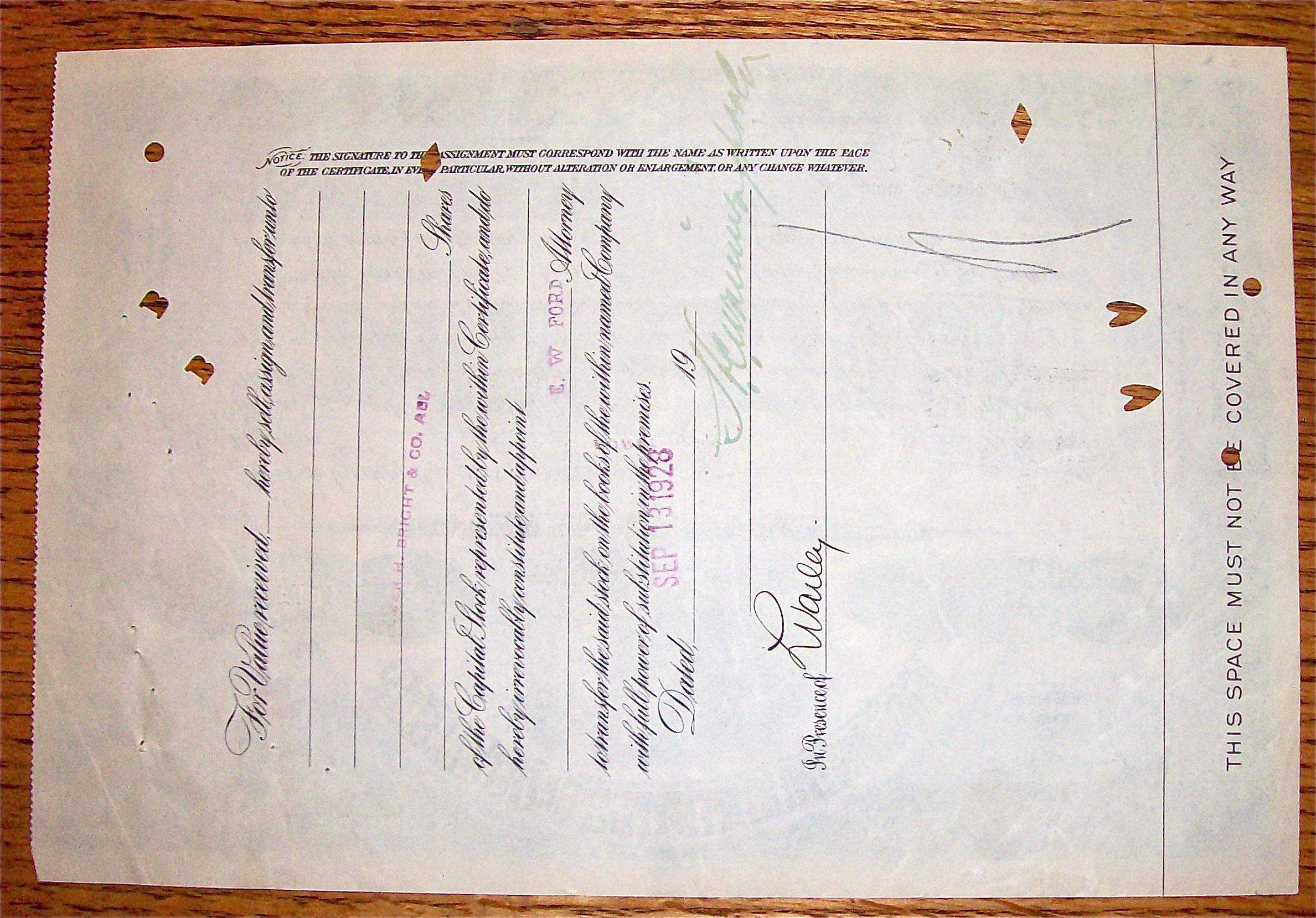 1928 North Butte Mining Company Stock Certificate