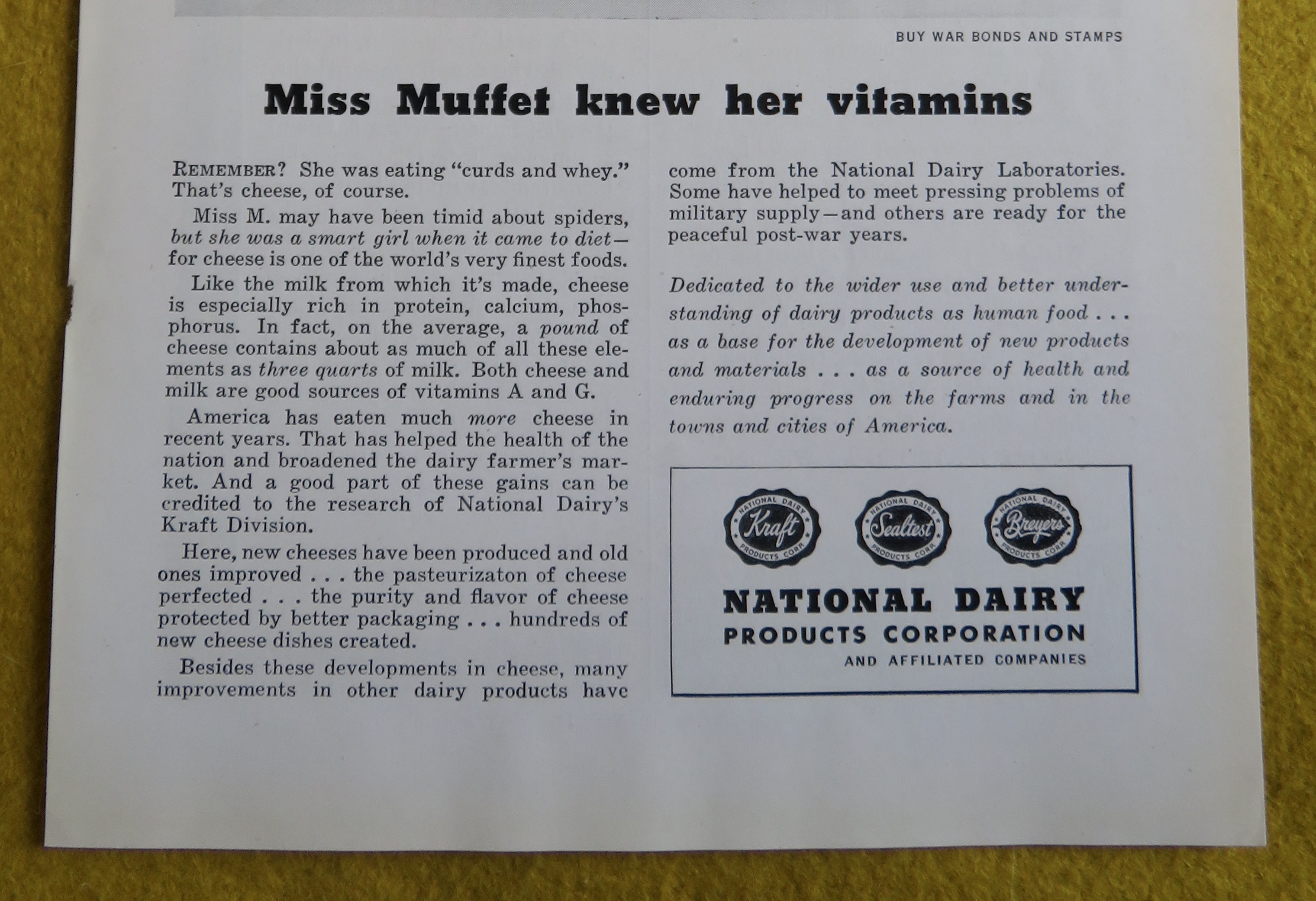 1945 National Dairy Association with Miss Muffet
