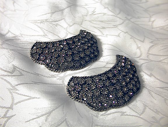 Crystal Grey Rhinestone  Vintage Shoe Clips.