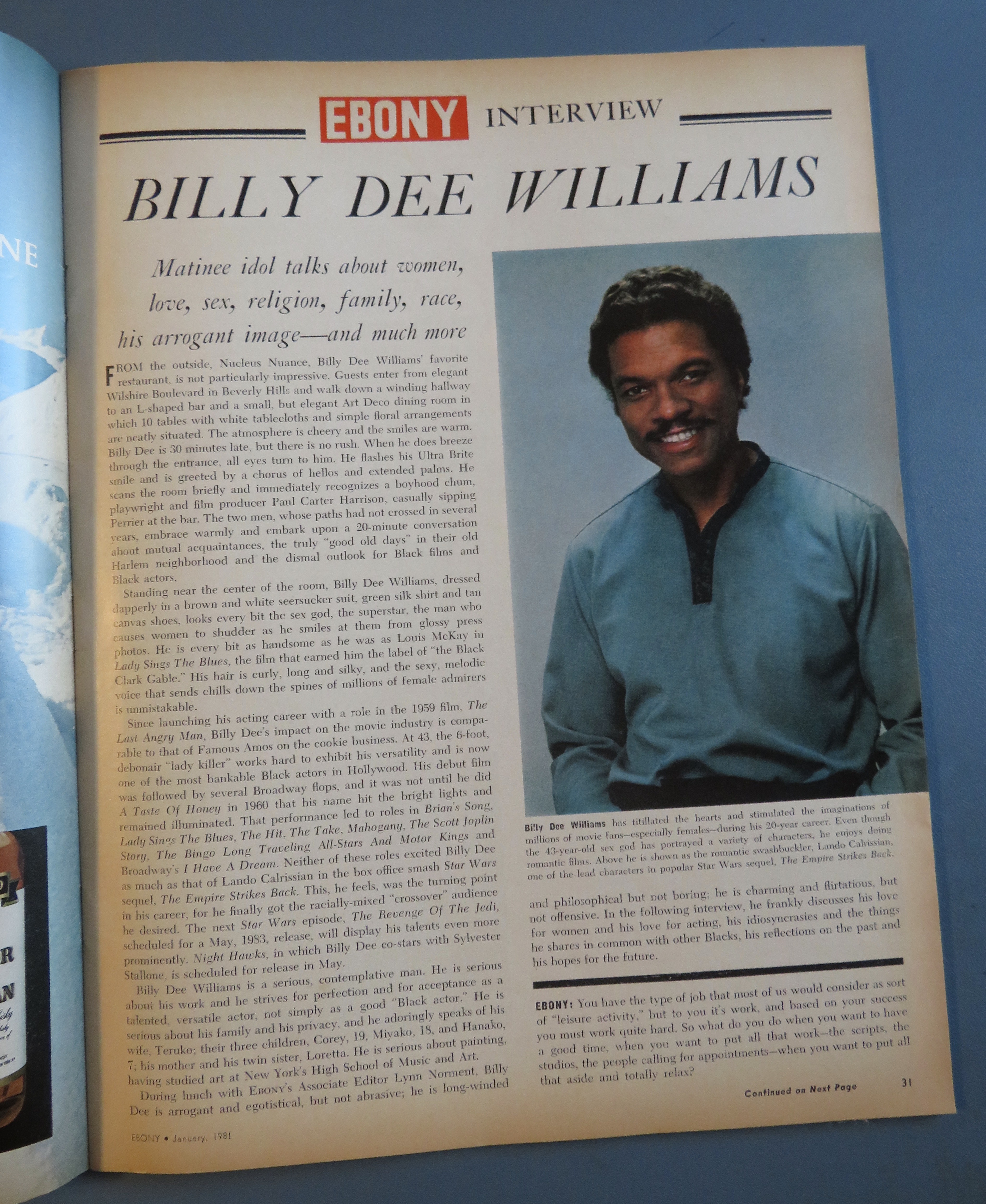 Ebony Magazine January 1981 Billy Dee Williams