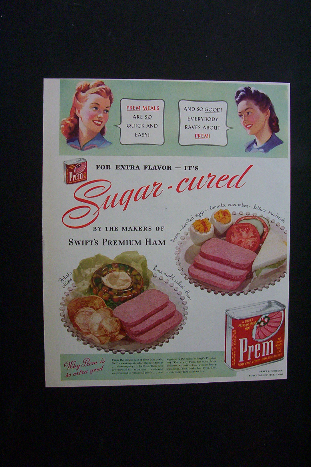 1941 Dual Ad: Woodbury Cold Cream & Prem Meat