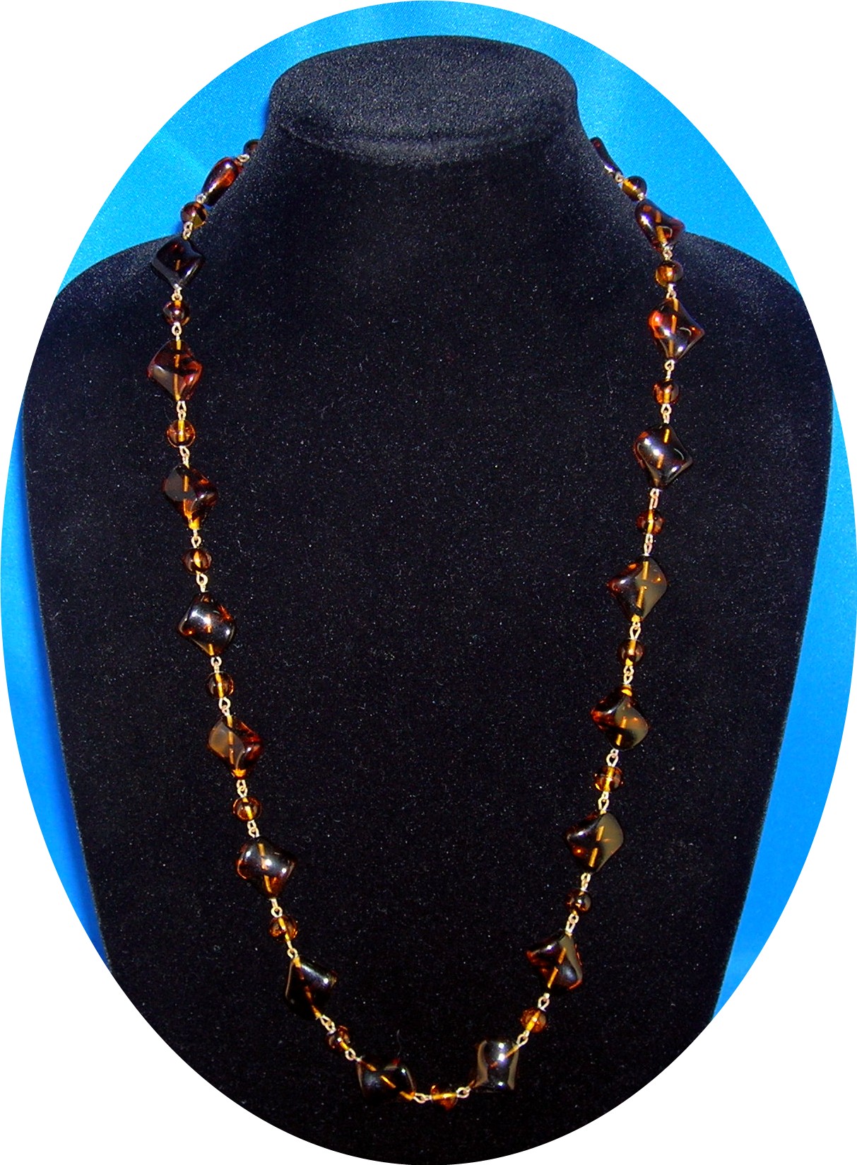 Black / Gold Glass Chain Link Necklace & Earr