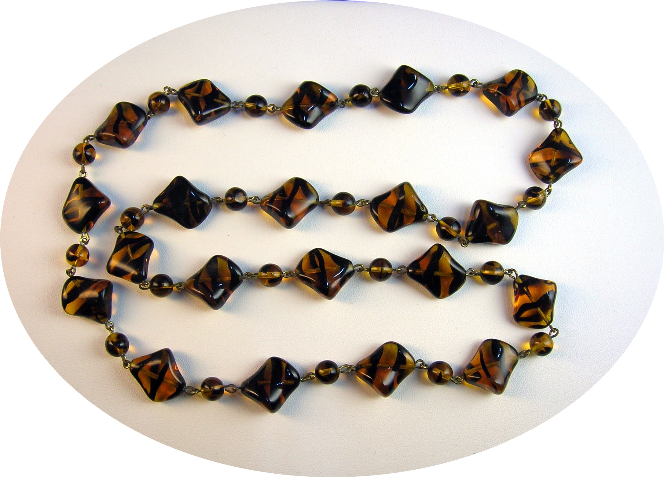 Black / Gold Glass Chain Link Necklace & Earr