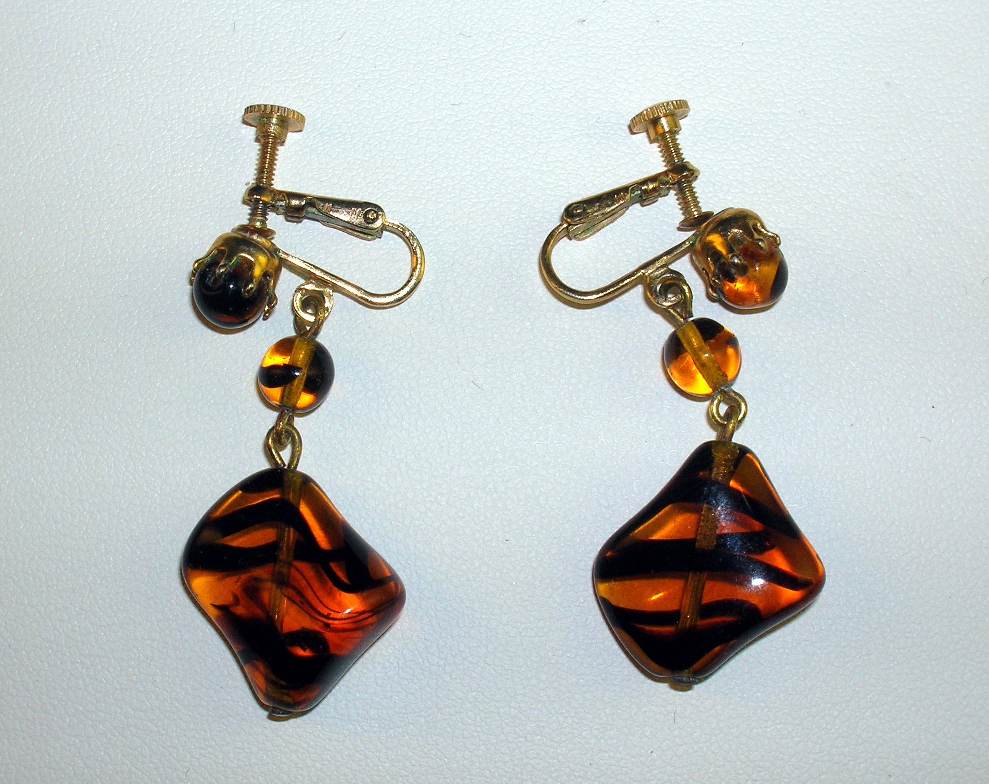 Black / Gold Glass Chain Link Necklace & Earr