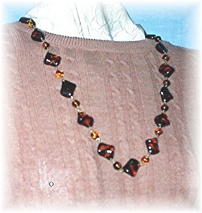 Black / Gold Glass Chain Link Necklace & Earr