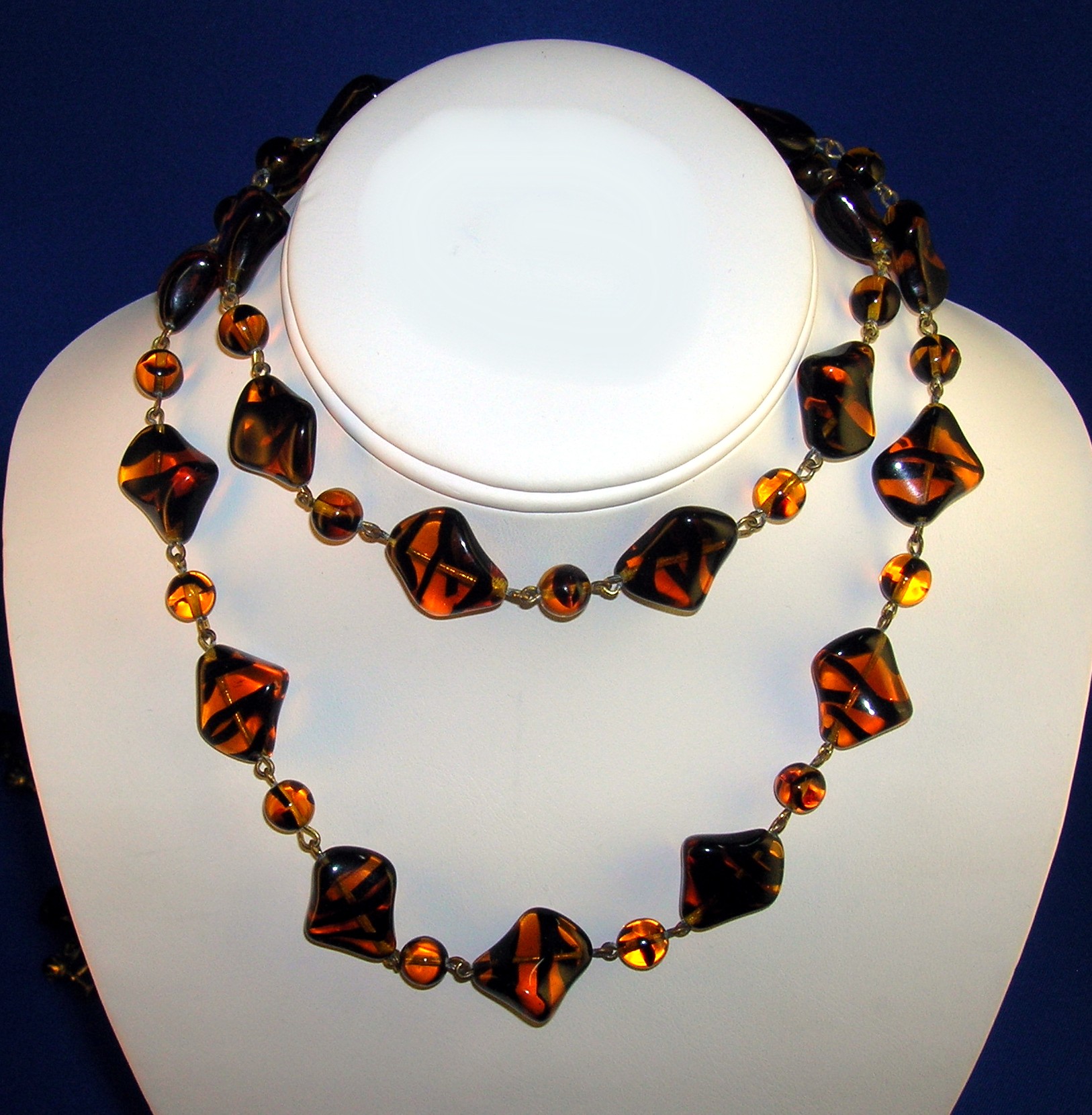 Black / Gold Glass Chain Link Necklace & Earr