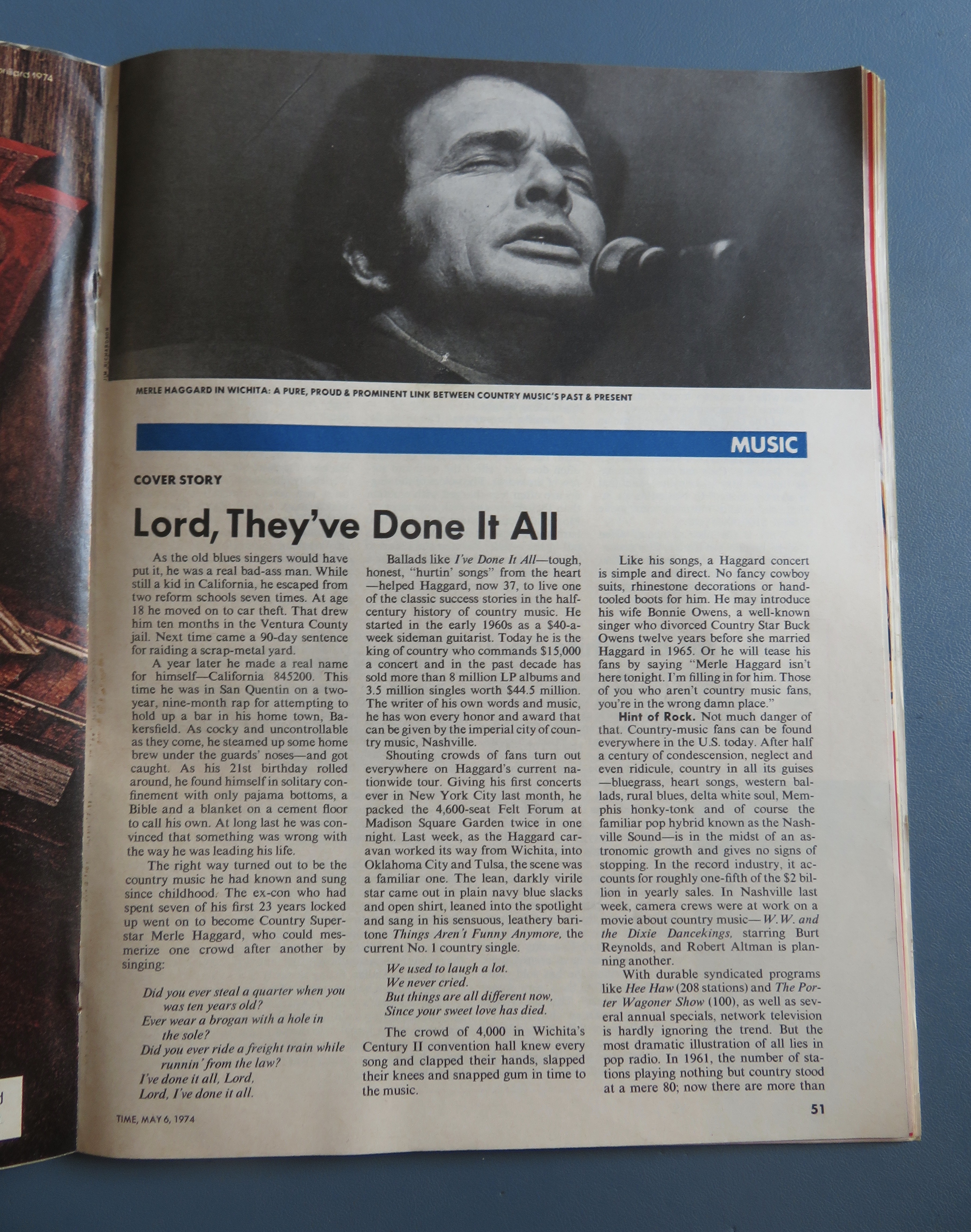 Time Magazine May 6, 1974 Country Music
