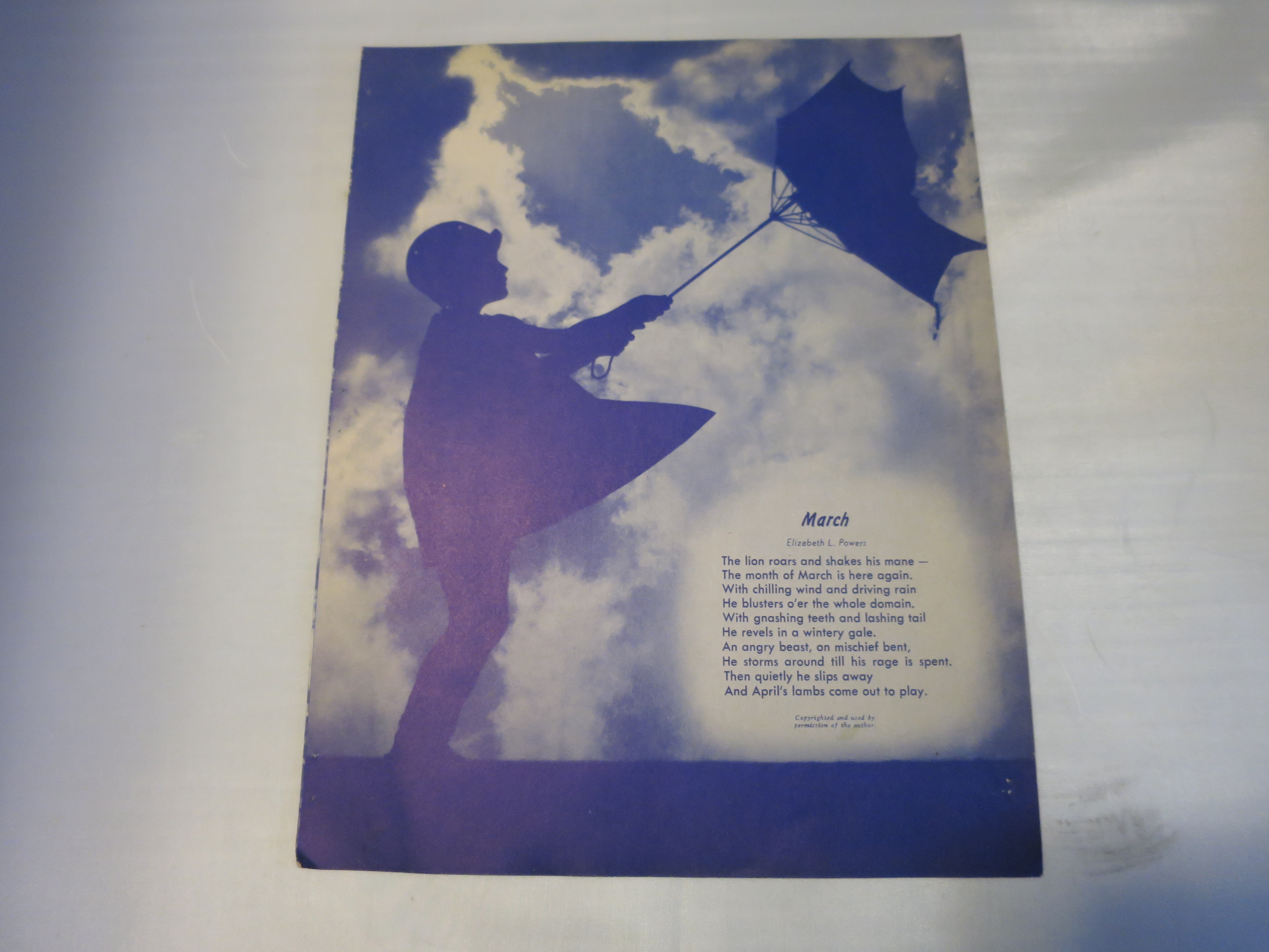March Elizabeth L Powers Lithograph Print 1950 Fold Out