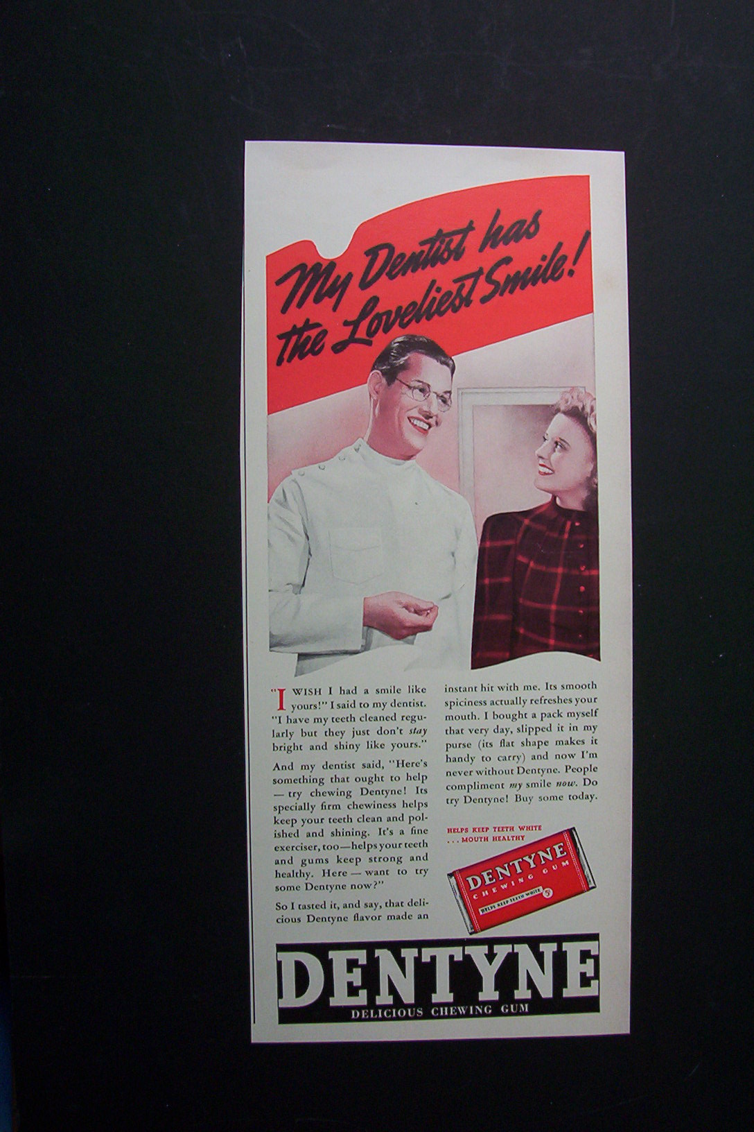 1940 Dentyne Chewing Gum w/Dentist Talking to Woman